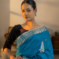 Firozi Blue with Zari Border Matka Silk