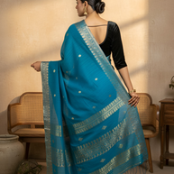 Firozi Blue with Zari Border Matka Silk
