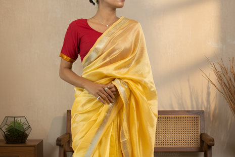 Cream Body Red Palla Mangalgiri Pattu Saree With Blouse Piece