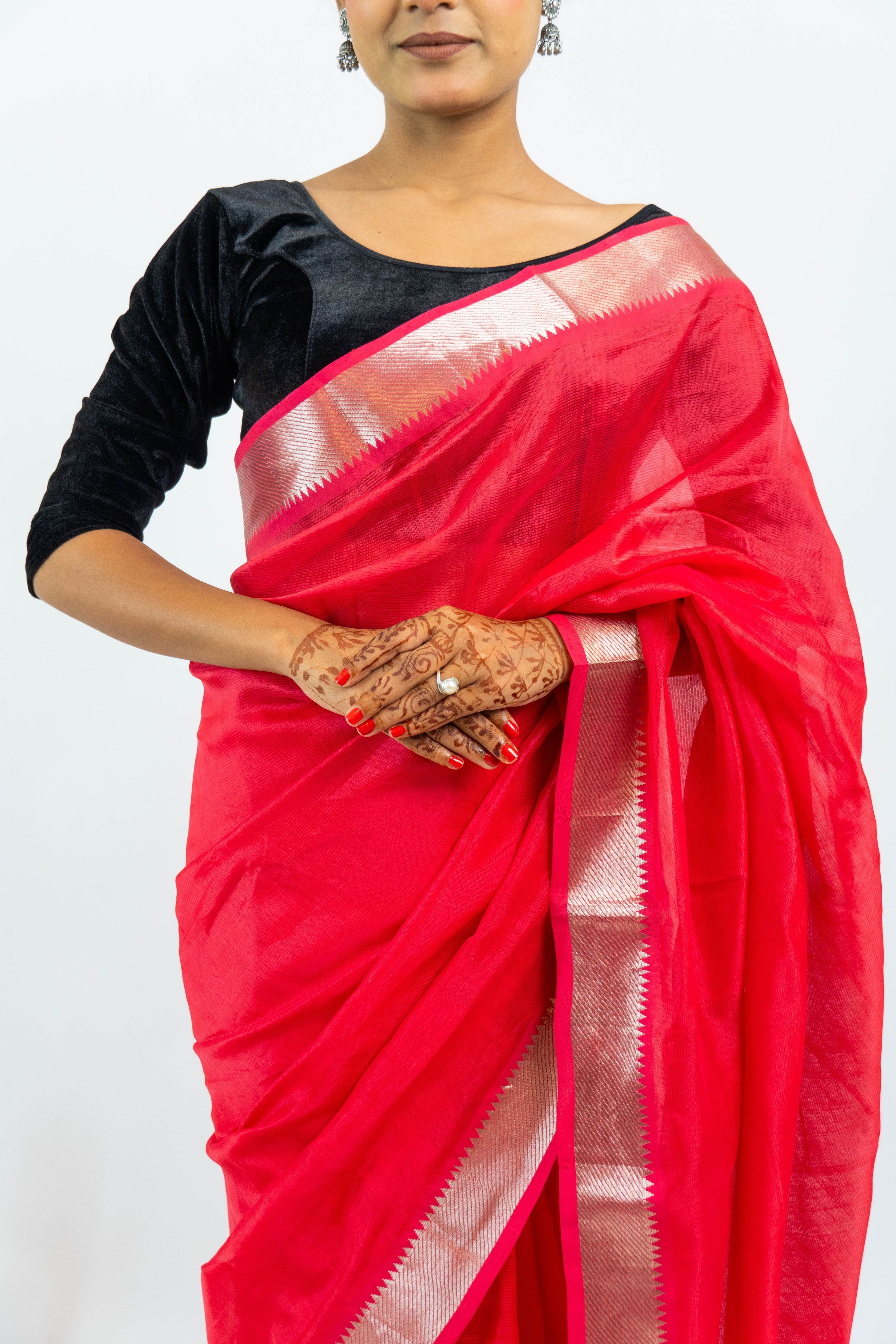 Red Mangalagari Pattu Saree With Blouse piece