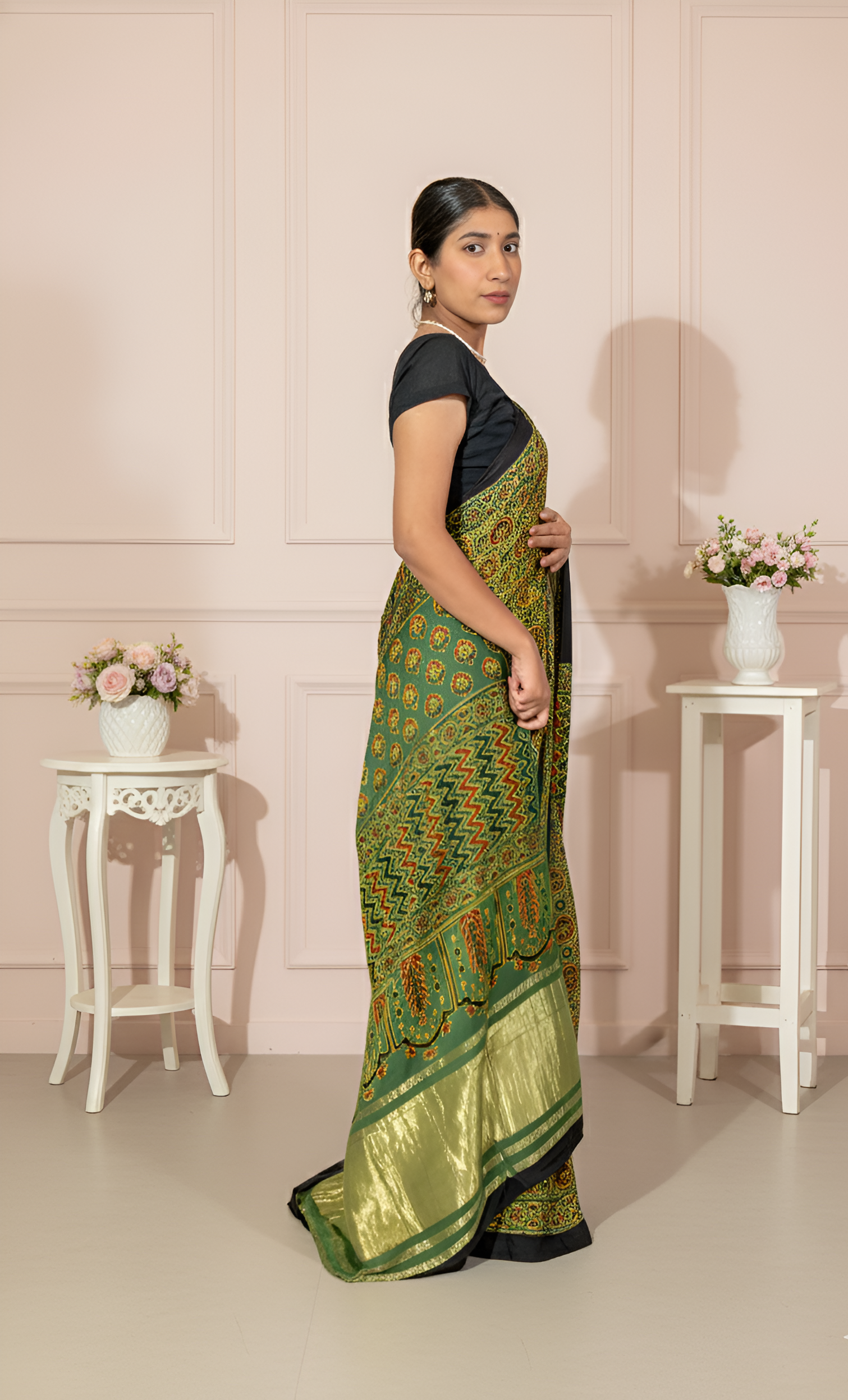 Green Yellow Modal Silk Saree with Tissue Palla With Blouse Piece
