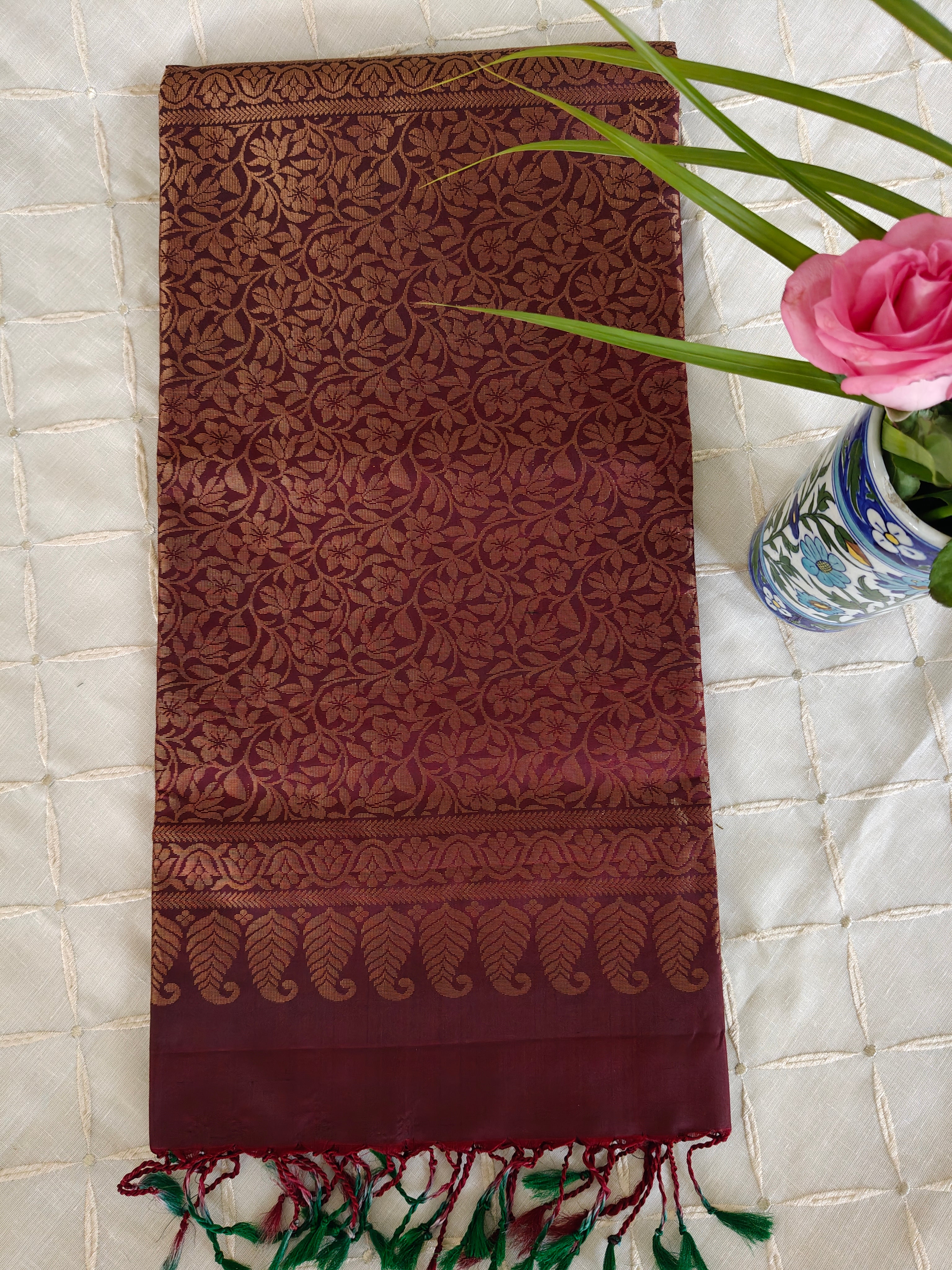 Maroon Soft Silk Kanjivaram Saree