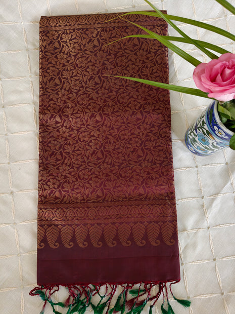 Maroon Soft Silk Kanjivaram Saree