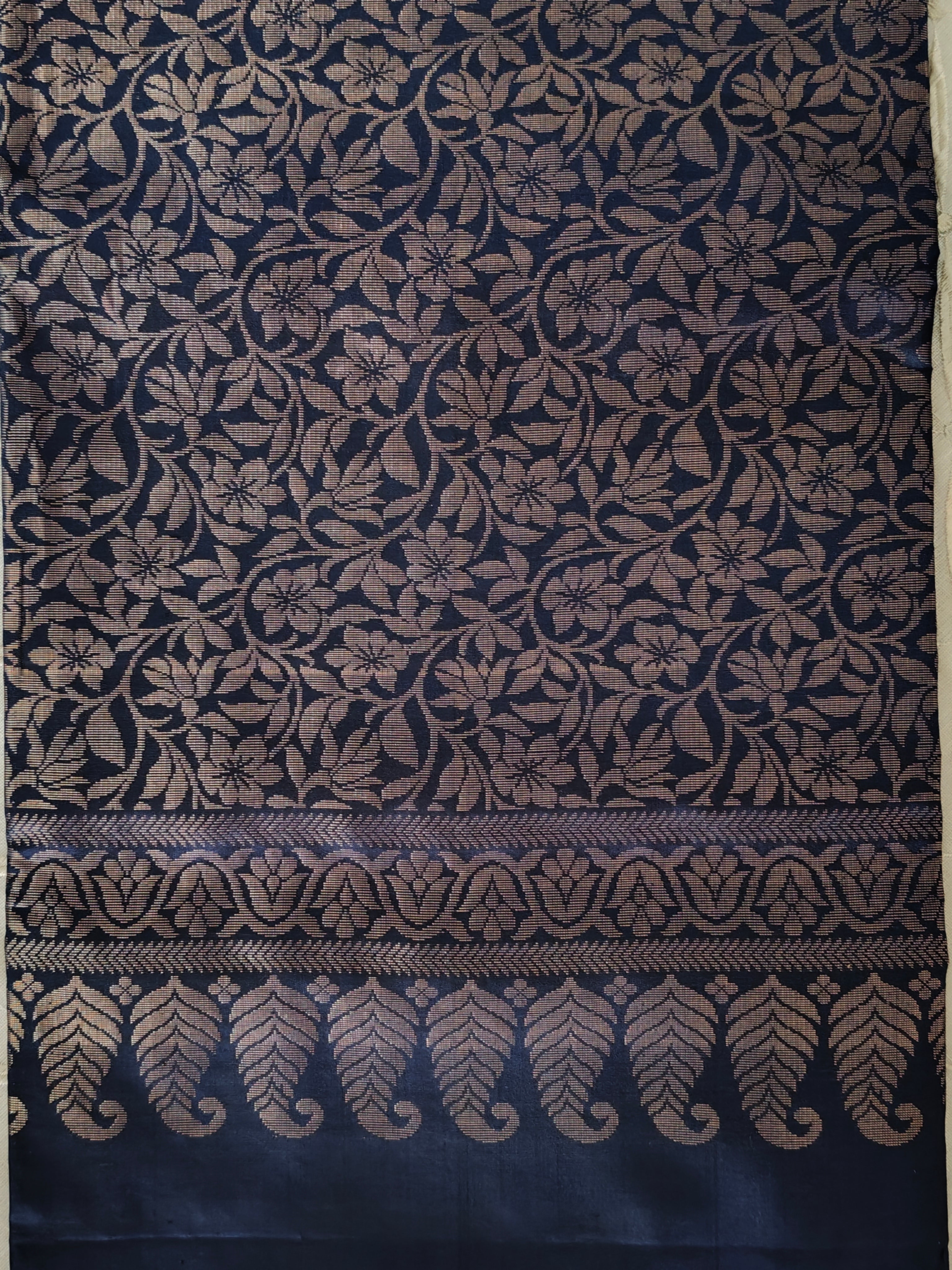 Navy Blue Soft Silk Kanjivaram  Saree