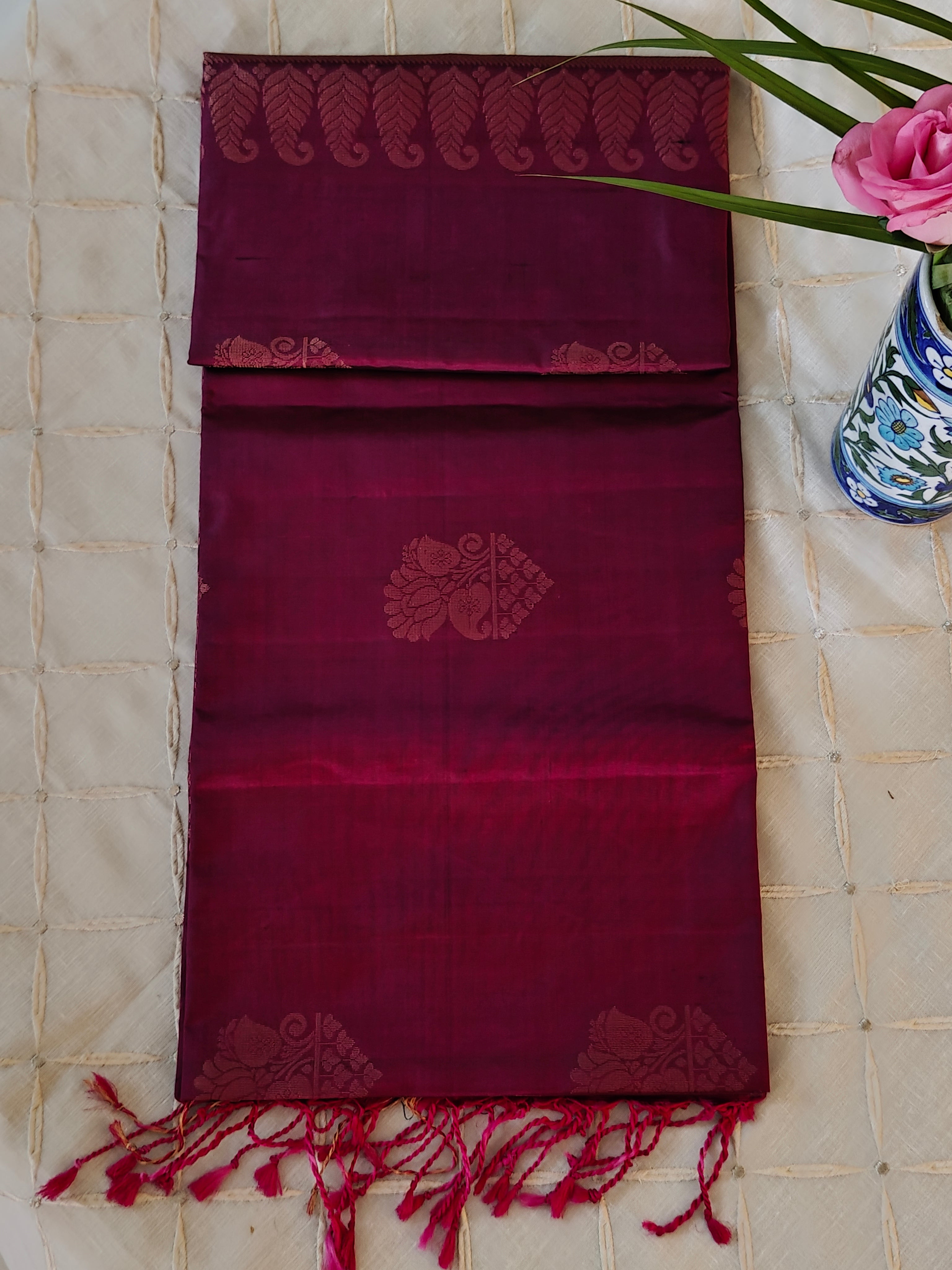 Violet Soft Silk Kanjivaram  Saree