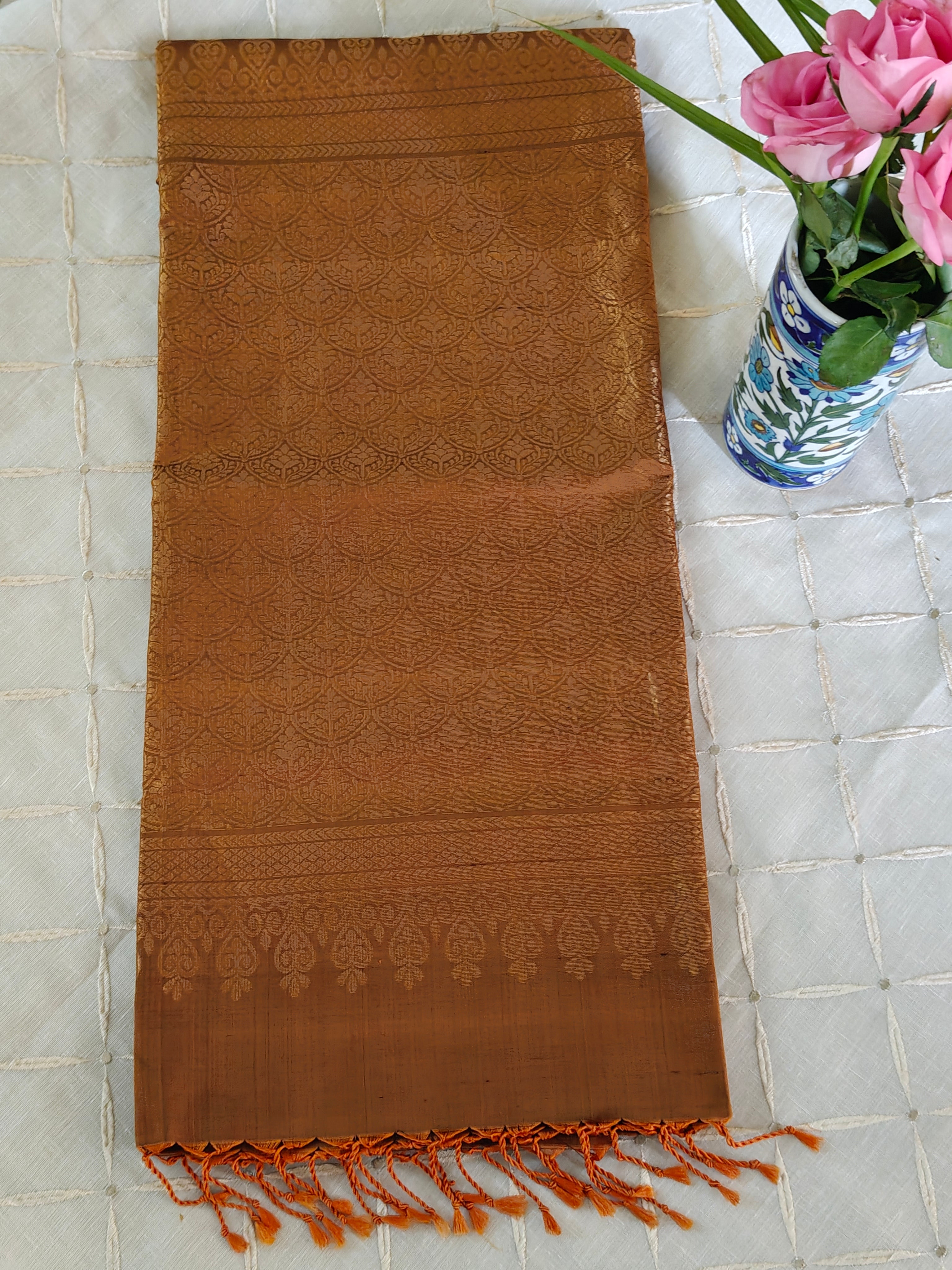 Deep Mustard Soft Silk Kanjivaram Saree