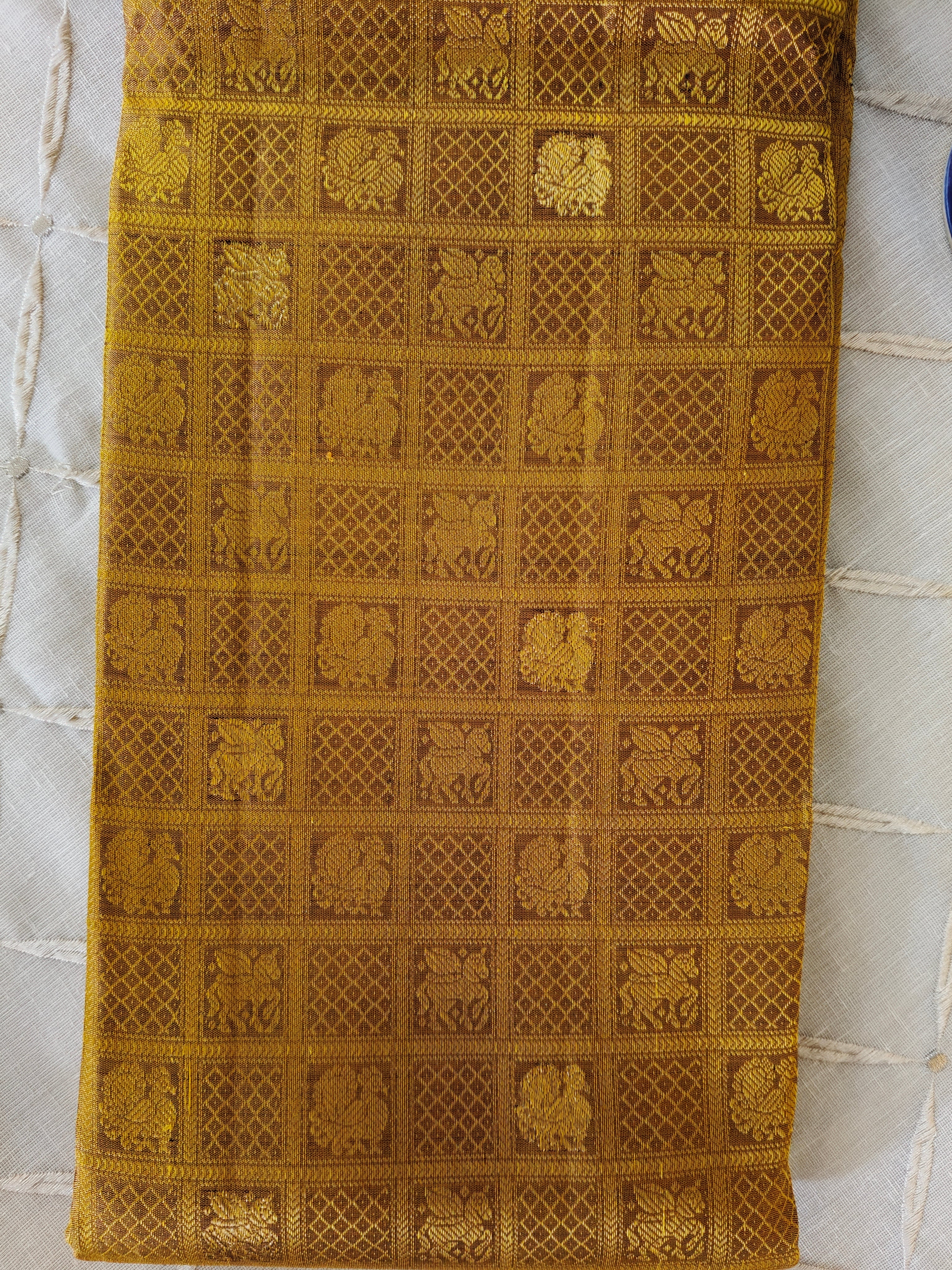 Yellow And Verdant Green Kanjivaram Saree