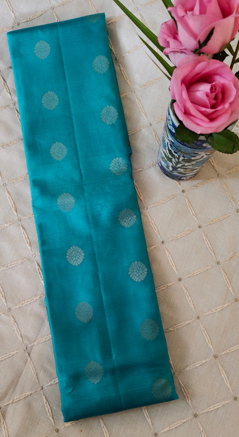 Turquoise Soft Silk Kanjivaram Saree