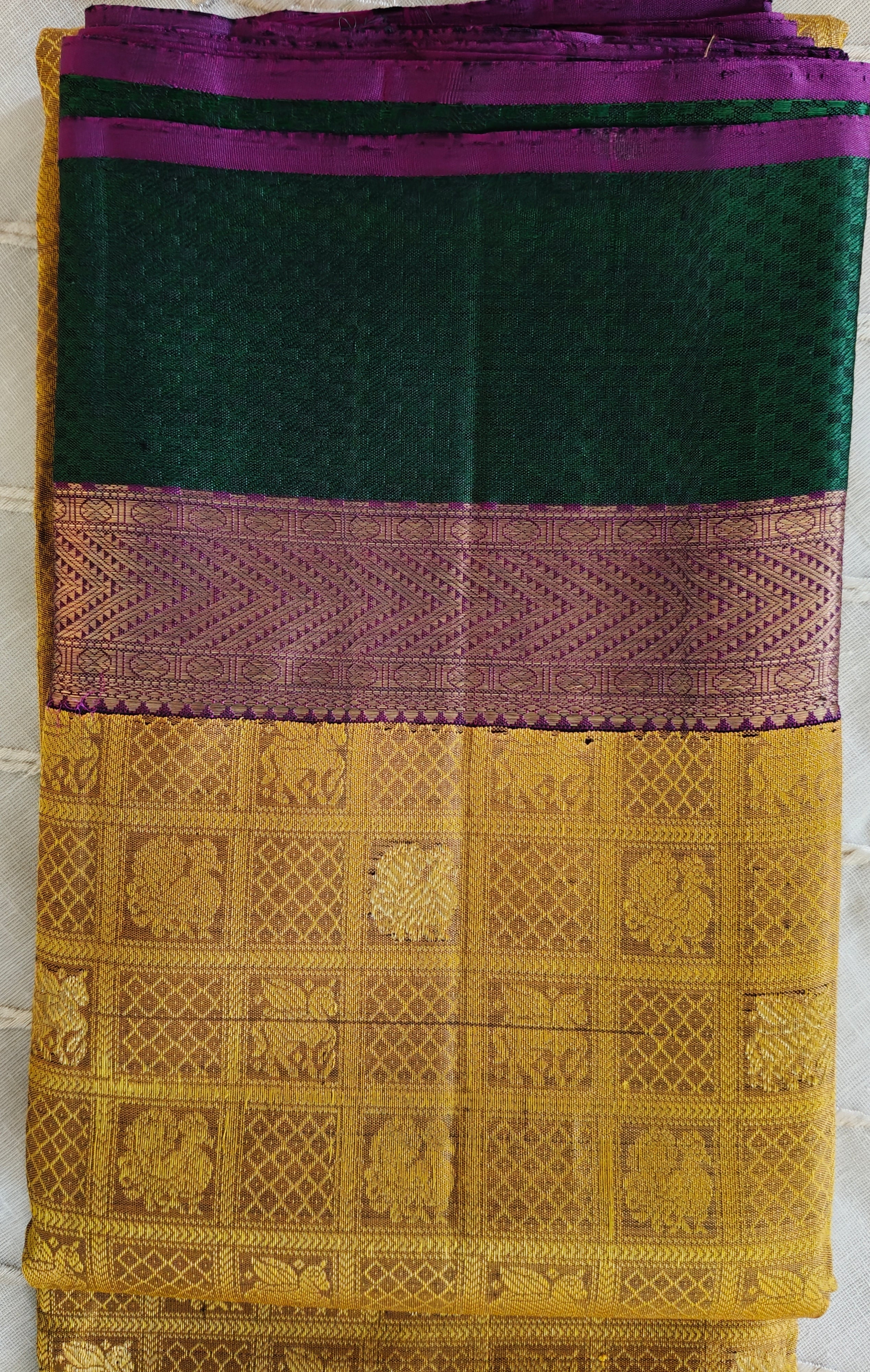 Yellow And Verdant Green Kanjivaram Saree