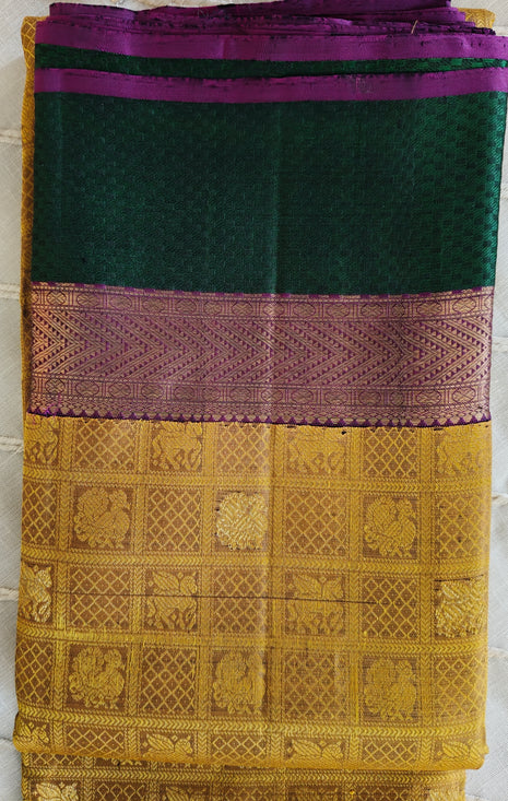 Yellow And Verdant Green Kanjivaram Saree