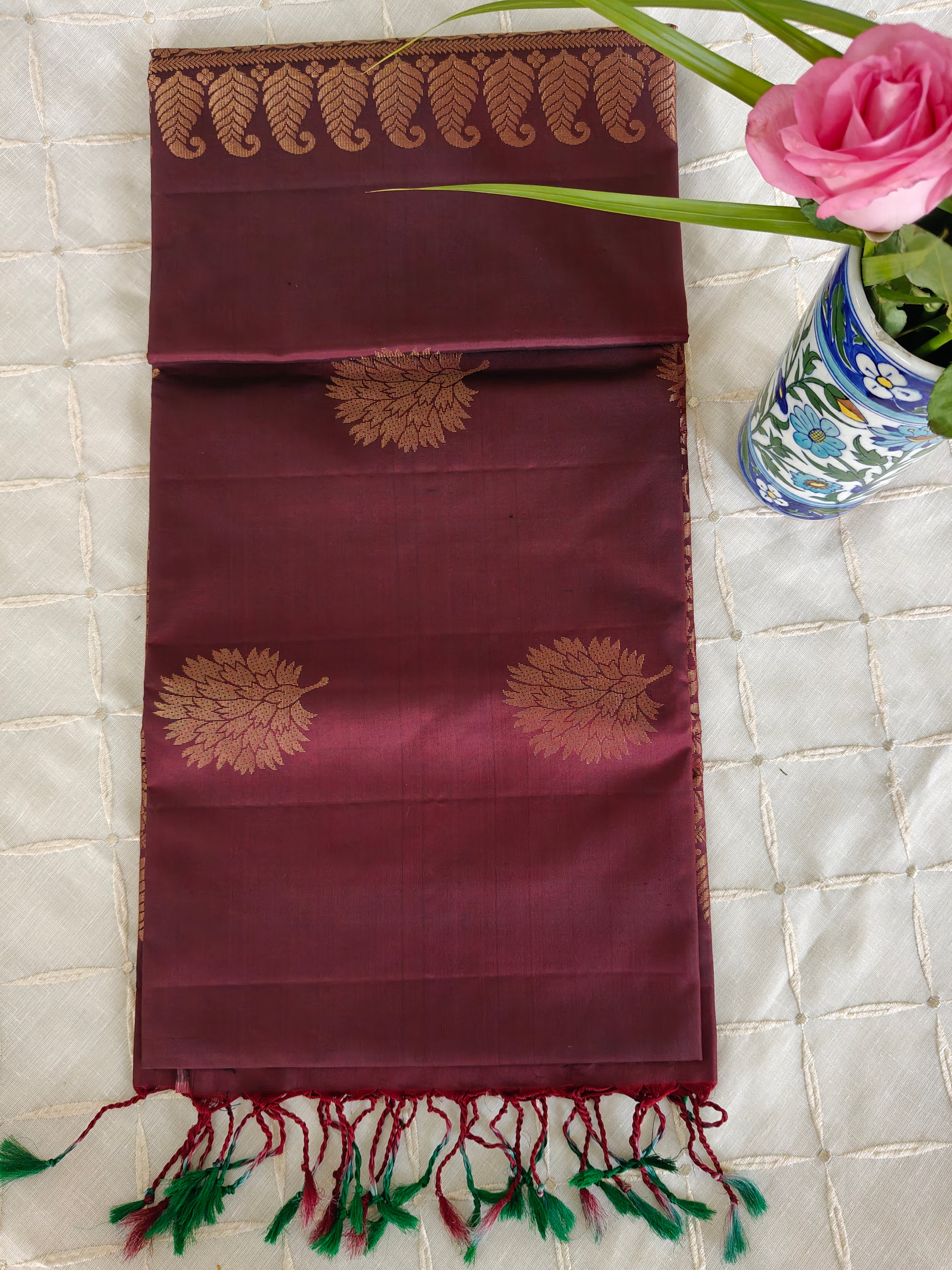 Maroon Soft Silk Kanjivaram Saree