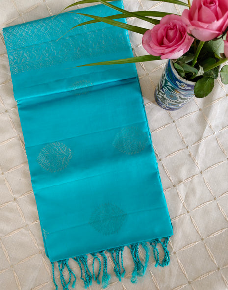 Firozi Soft Silk Kanjivaram Saree