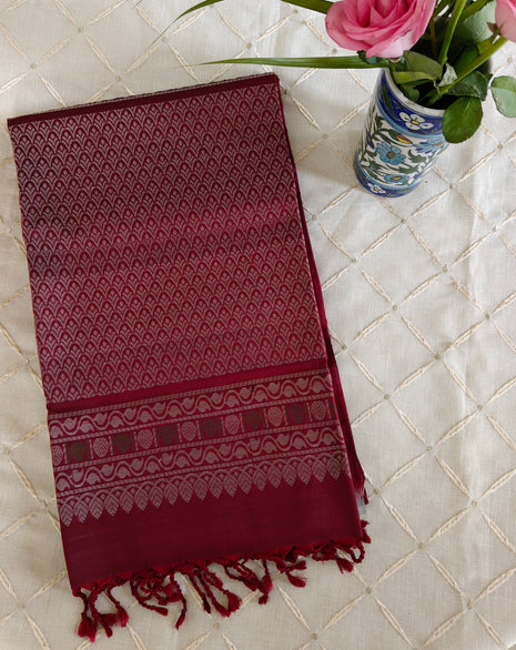 Maroon Soft Silk Kanjivaram Saree