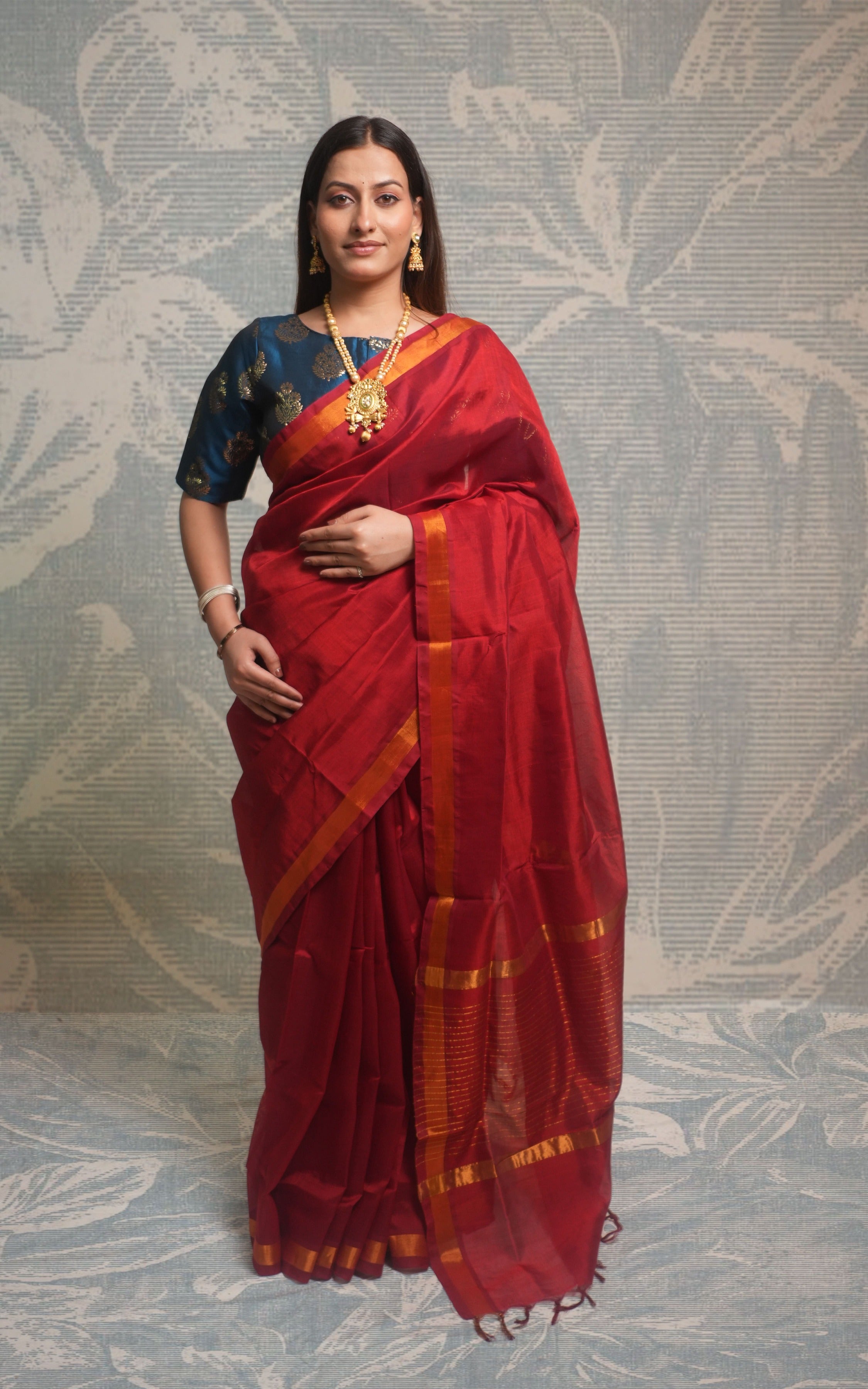 Red Color Plain Paturi Silk Saree With Silver Zari Border