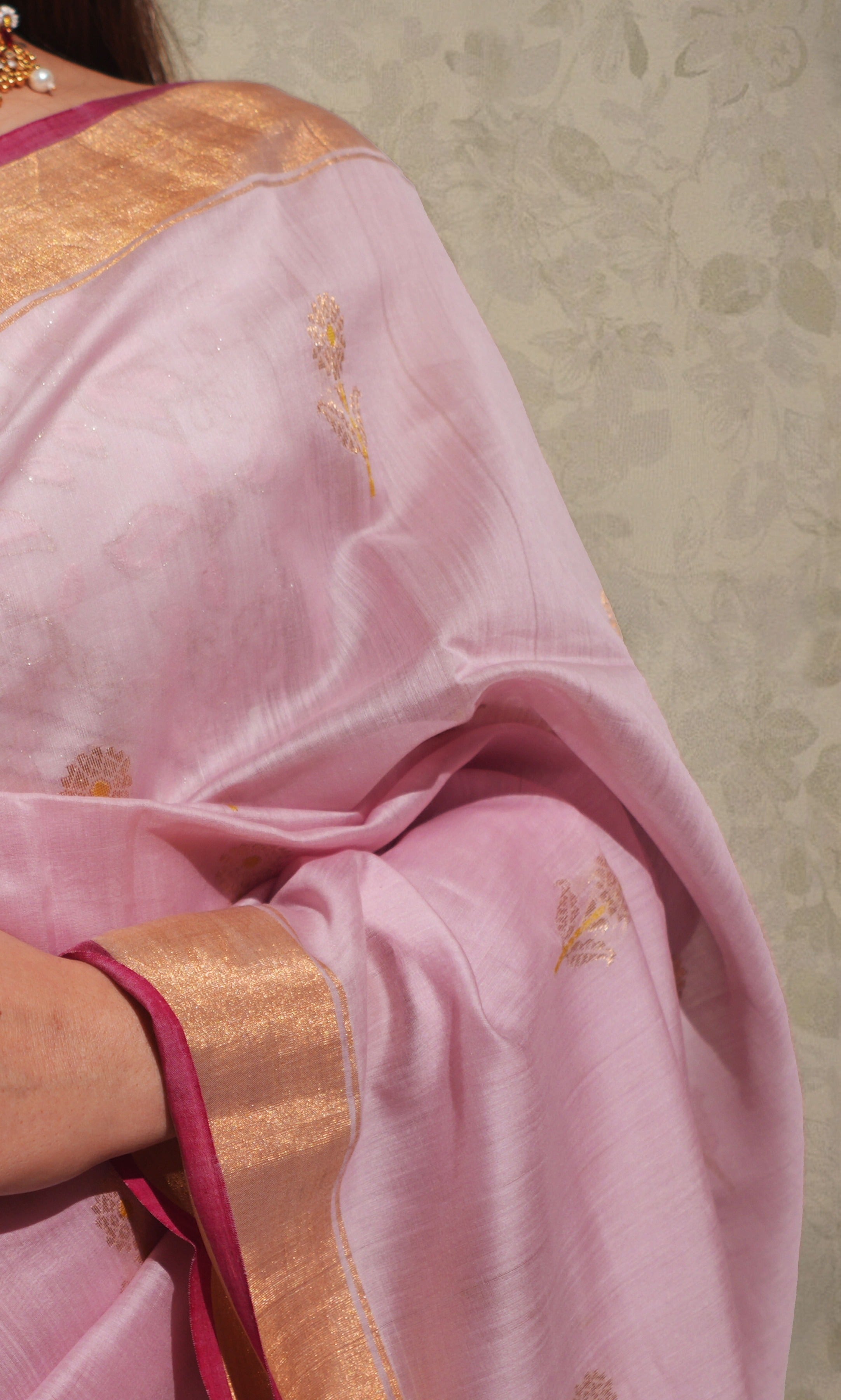 Baby Pink Chanderi Silk Saree