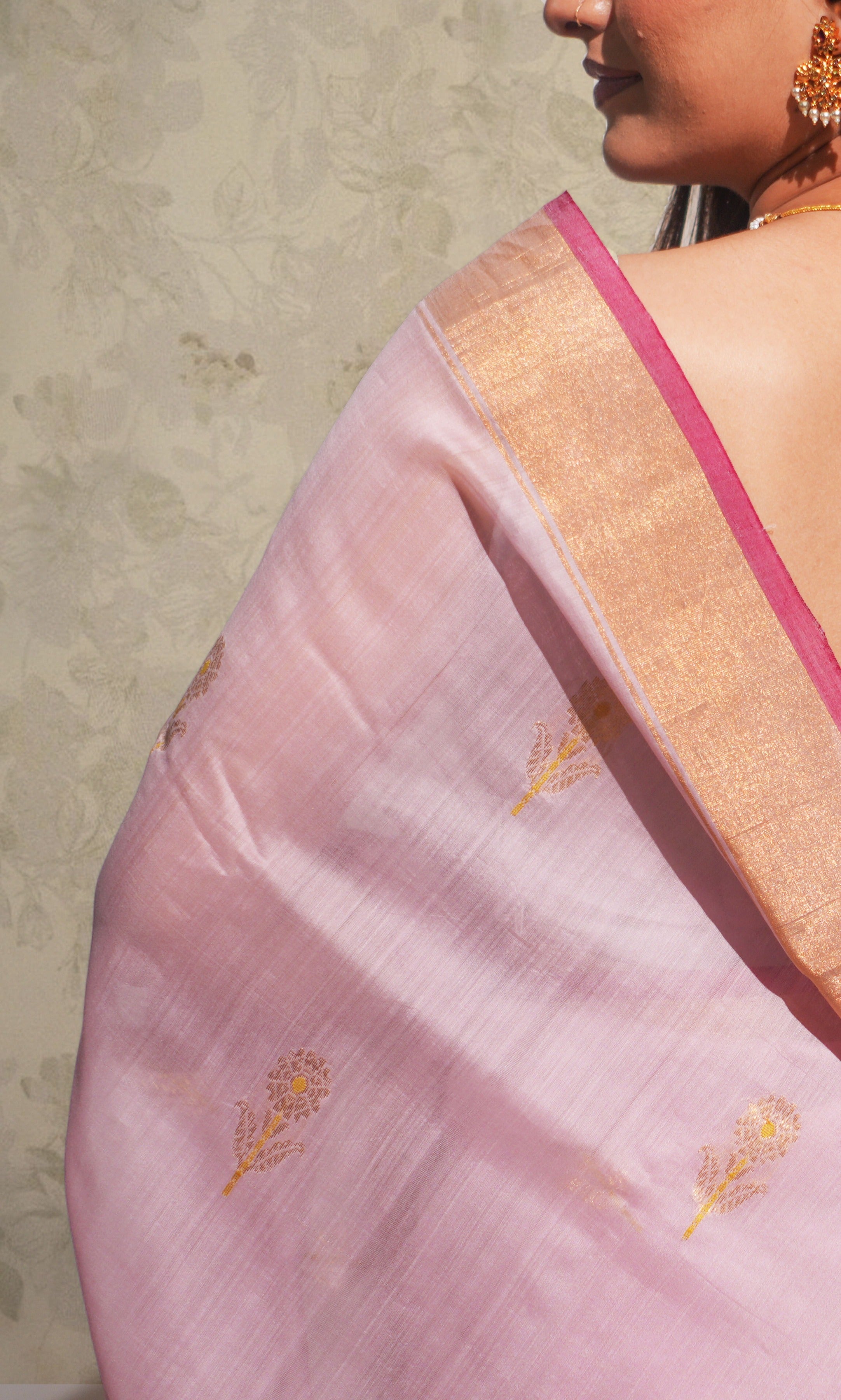 Baby Pink Chanderi Silk Saree