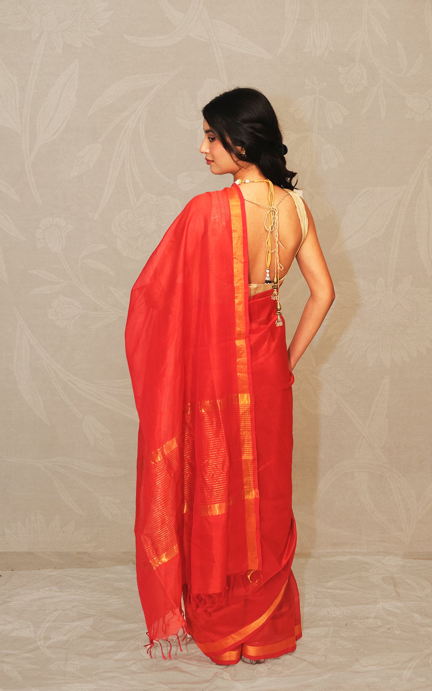 Orange Color Plain Paturi Silk Saree With Silver Zari Border