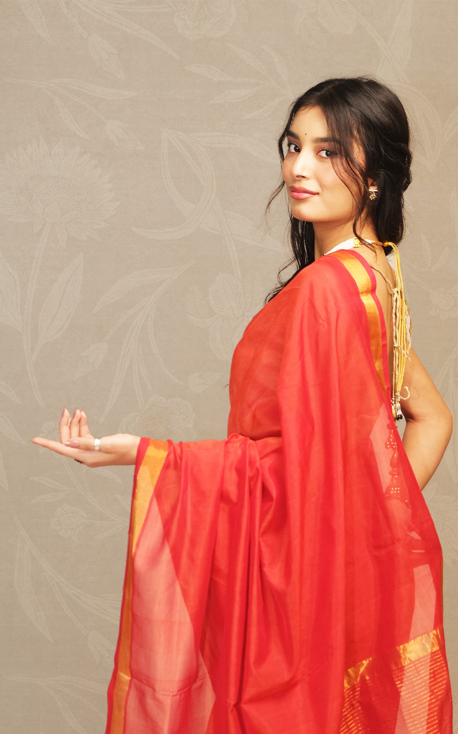Orange Color Plain Paturi Silk Saree With Silver Zari Border