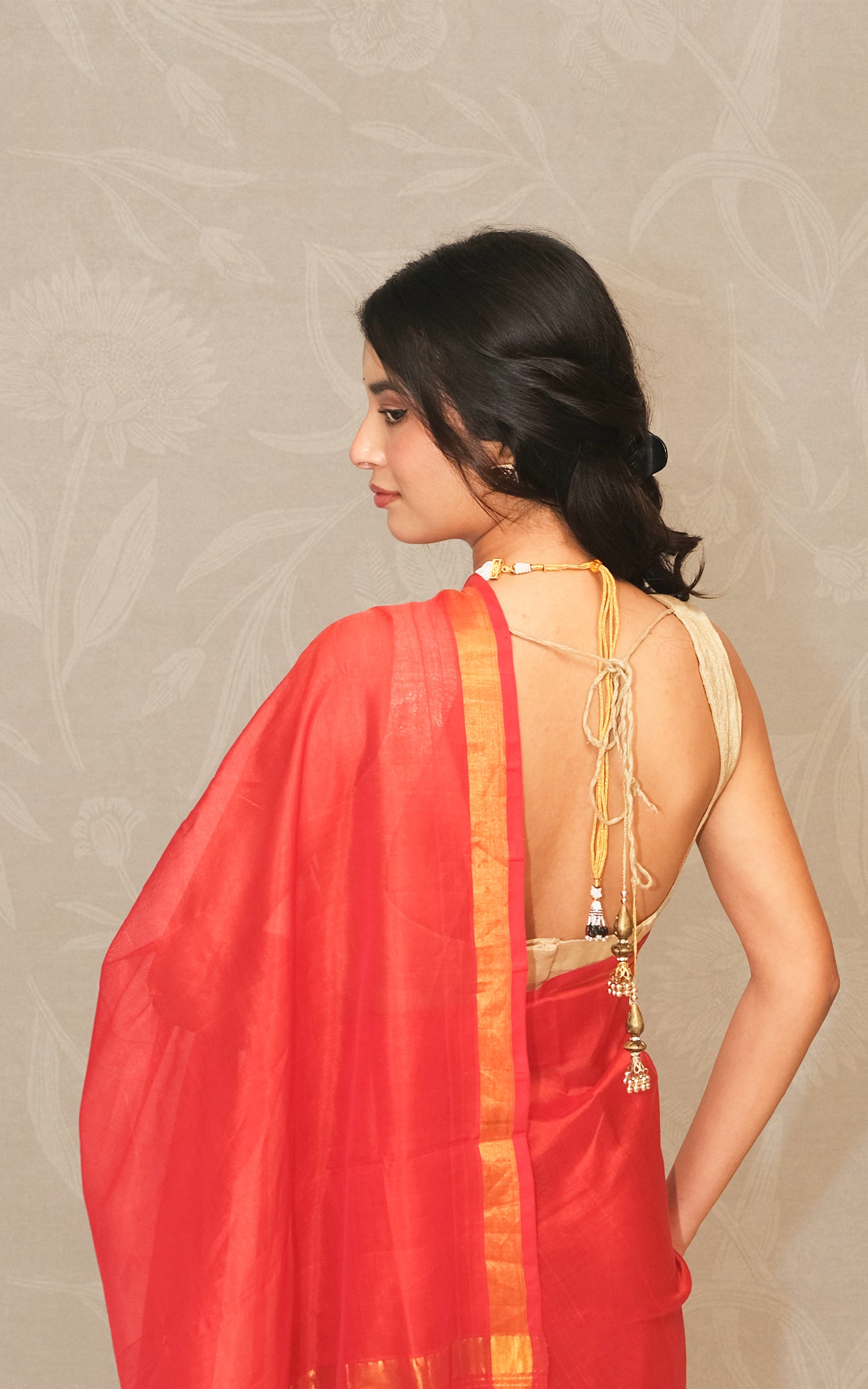 Orange Color Plain Paturi Silk Saree With Silver Zari Border