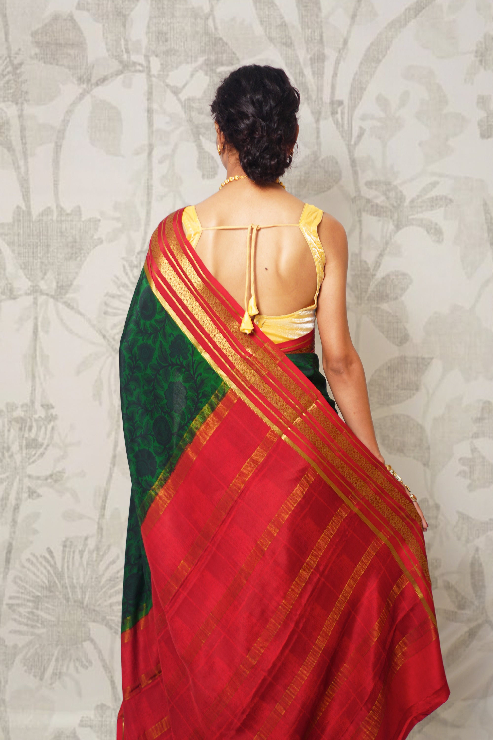 Shades Of Green Printed Mysore Silk Saree