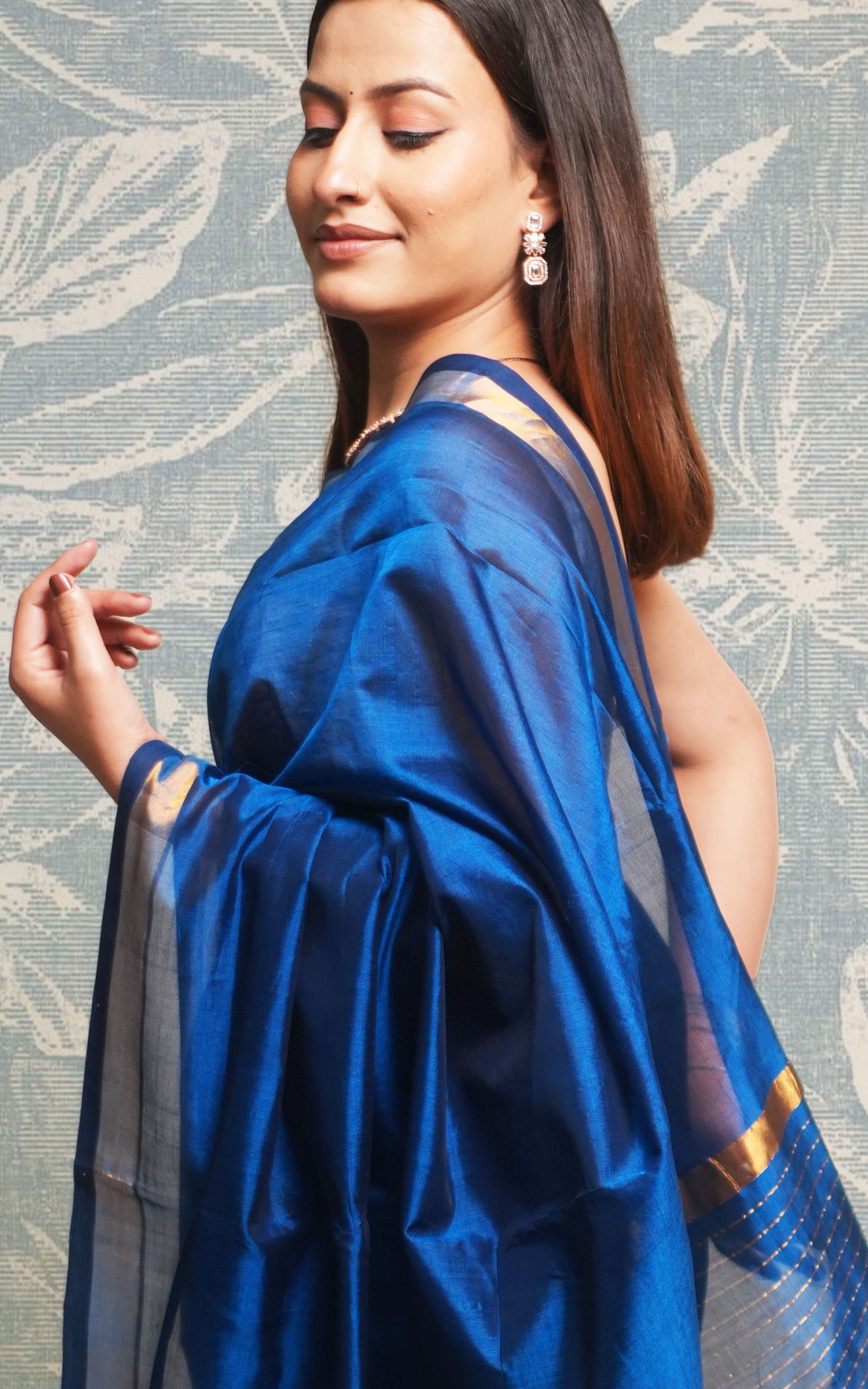 Royal Blue Color Plain Paturi Silk Saree With Silver Zari Border