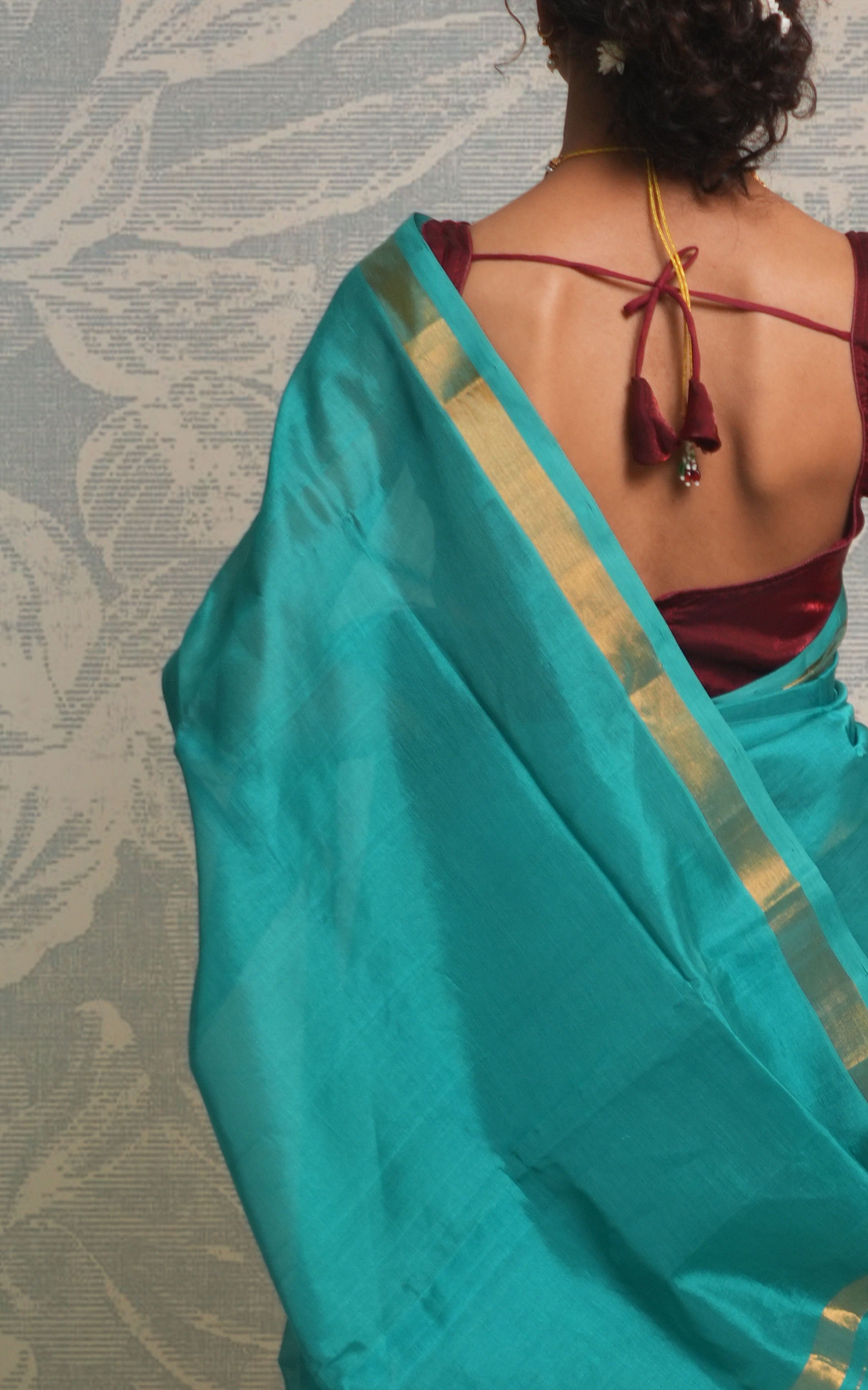 Sea Green Color Plain Paturi Silk Saree With Silver Zari Border