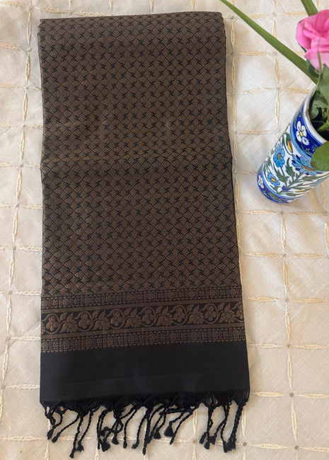 Black Soft Silk Kanjivaram Saree