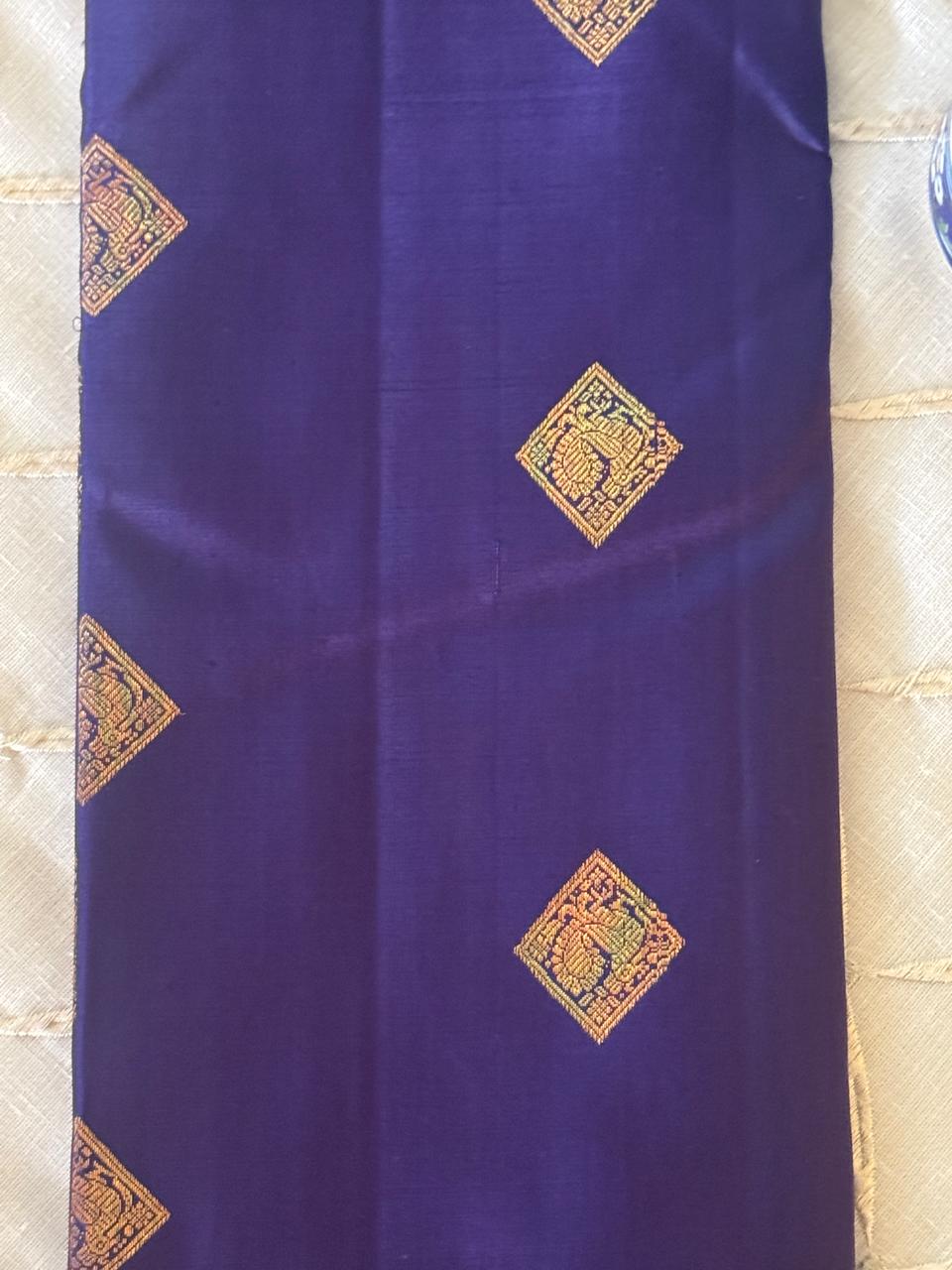 Navy Blue And Pink Kanjivaram Saree