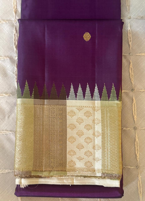 Purple And Ivory Kanjivaram Saree