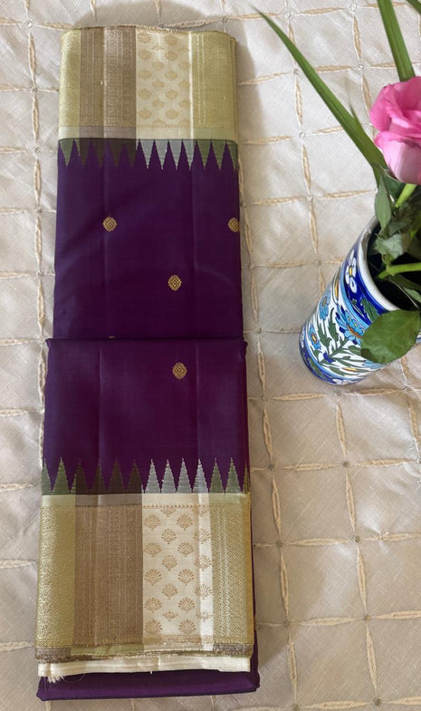 Purple And Ivory Kanjivaram Saree