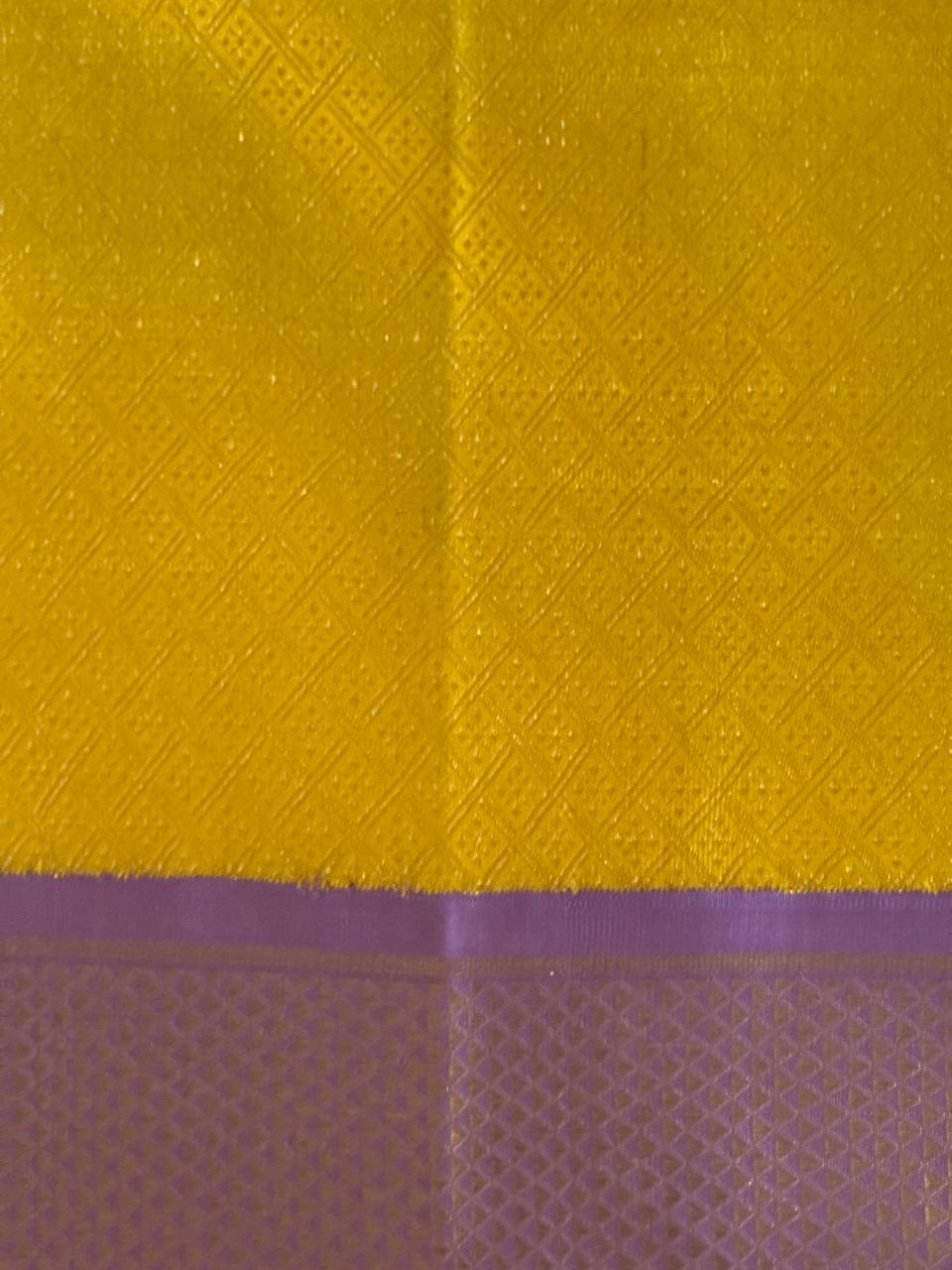 Deep Yellow And Lavender Kanjivaram Saree