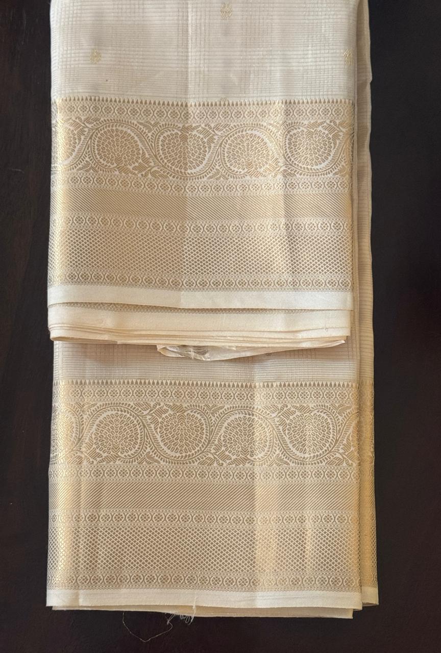 White And Gold Kanjivaram Saree