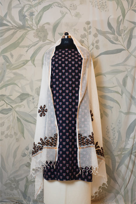Black & White Cotton Dress Material
