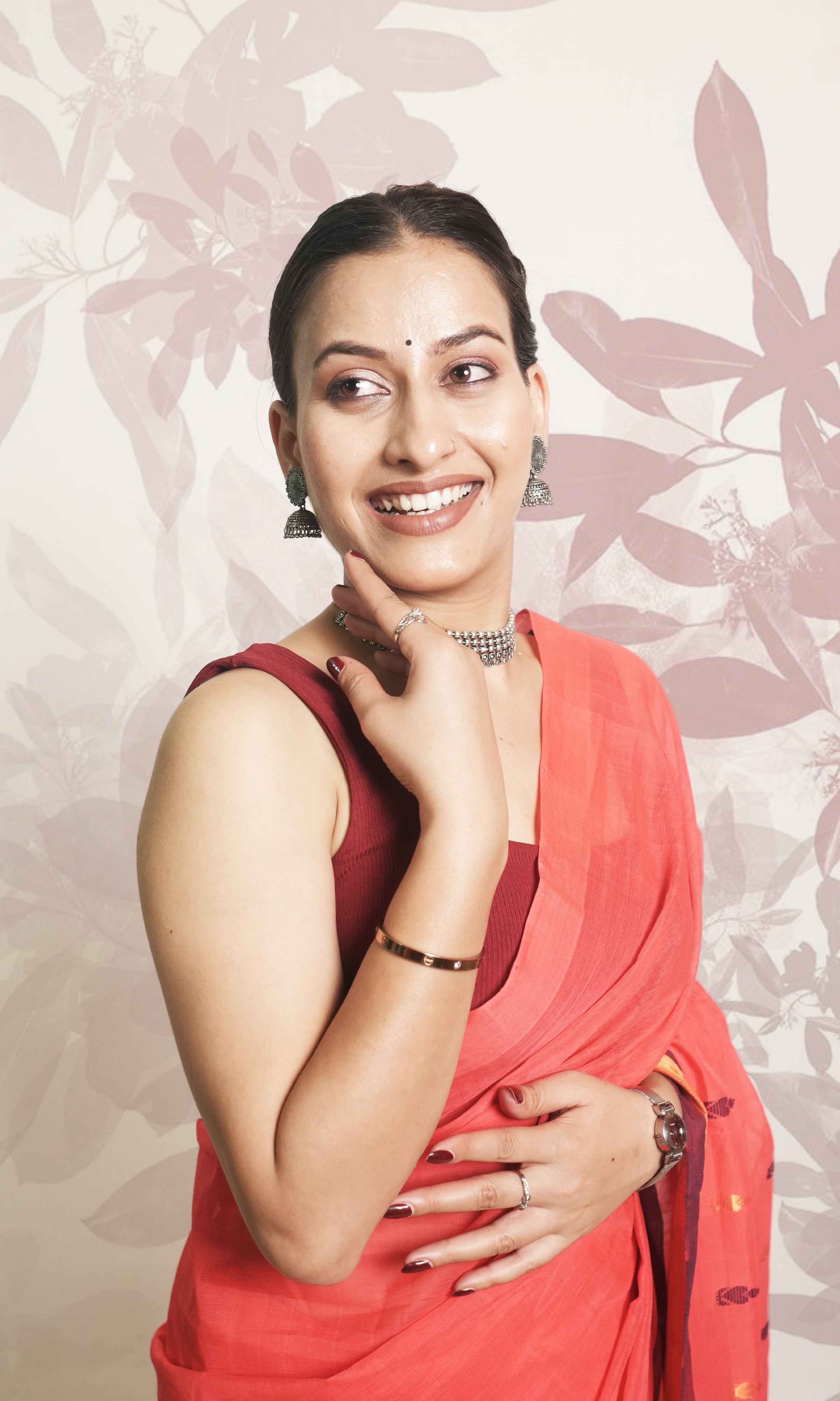 Vermillion Orange Zari Border Godavari Saree With Blouse Piece