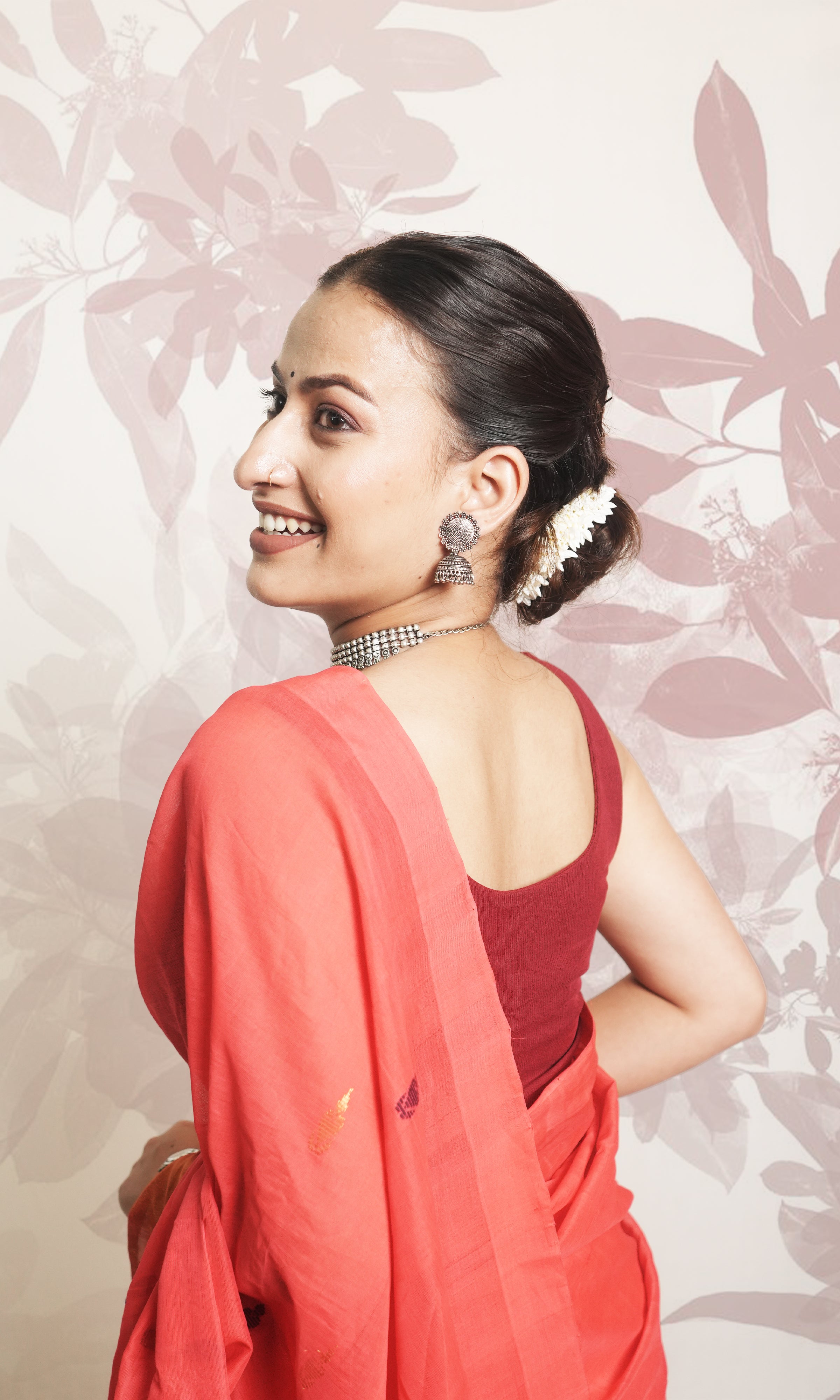 Vermillion Orange Zari Border Godavari Saree With Blouse Piece