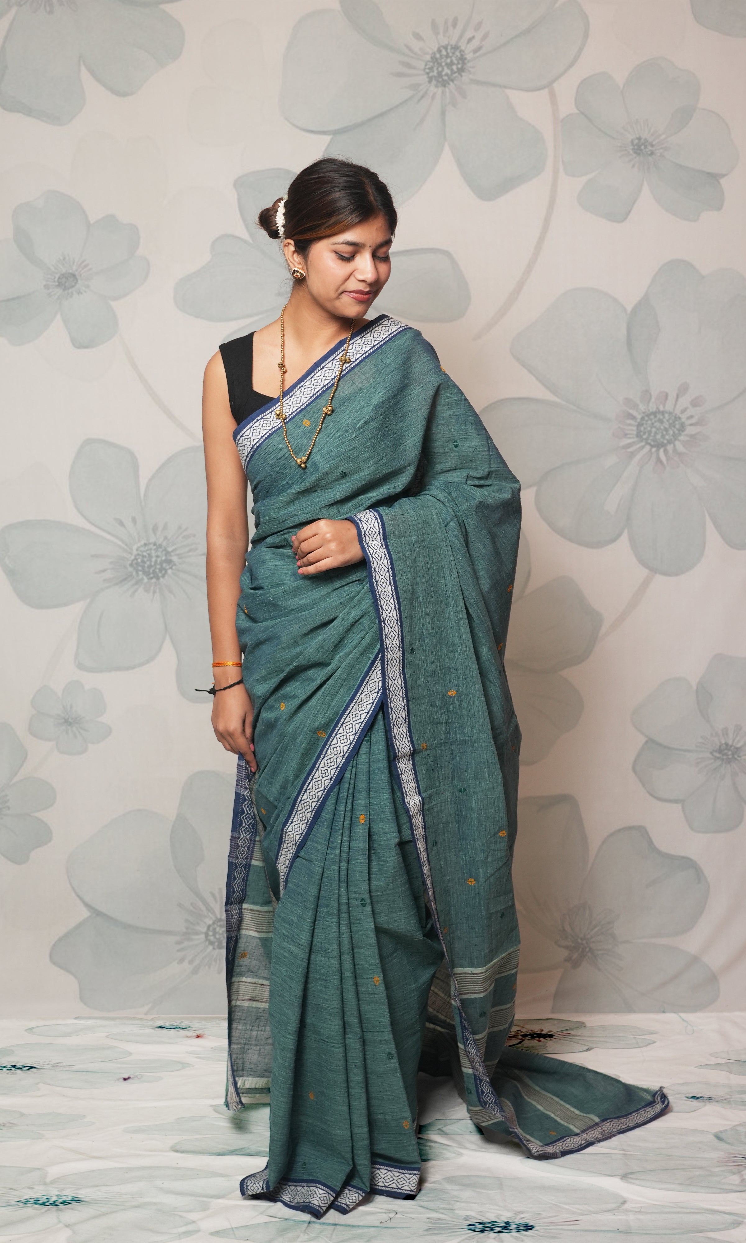 Sea Green Khadi By Khadi Saree