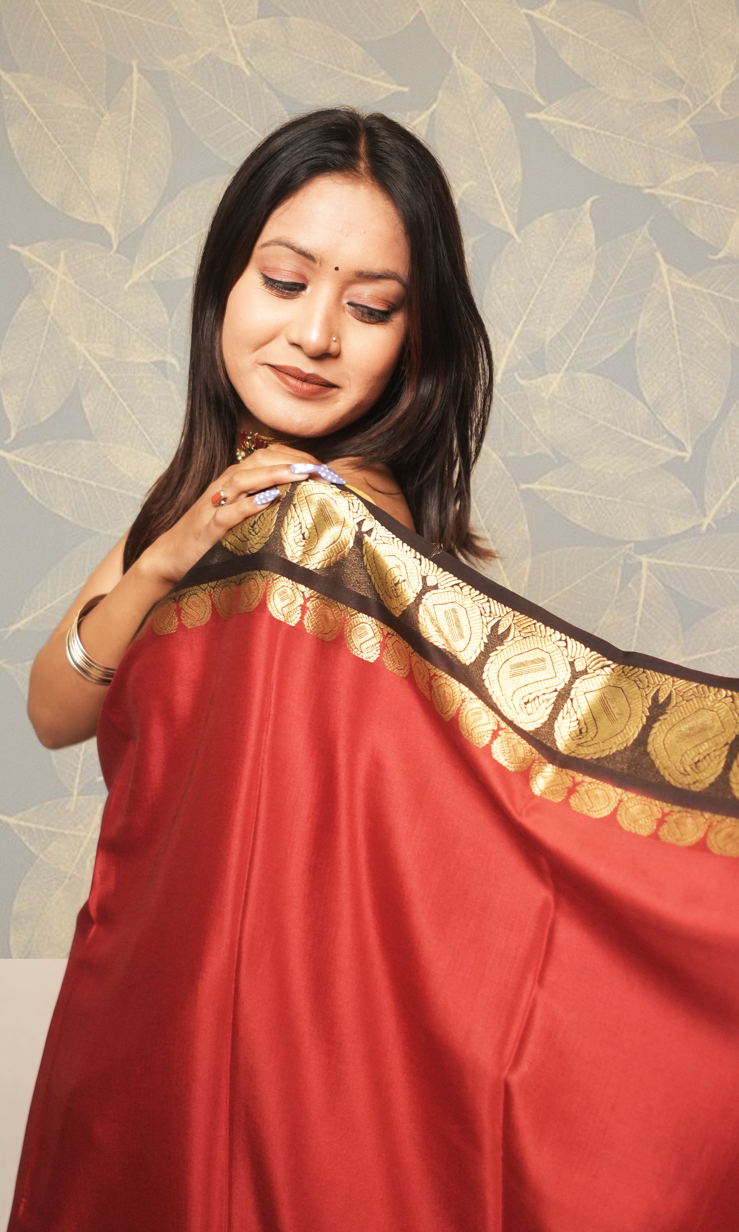 Red And Black Mysore Silk Saree