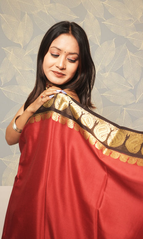 Red And Black Mysore Silk Saree