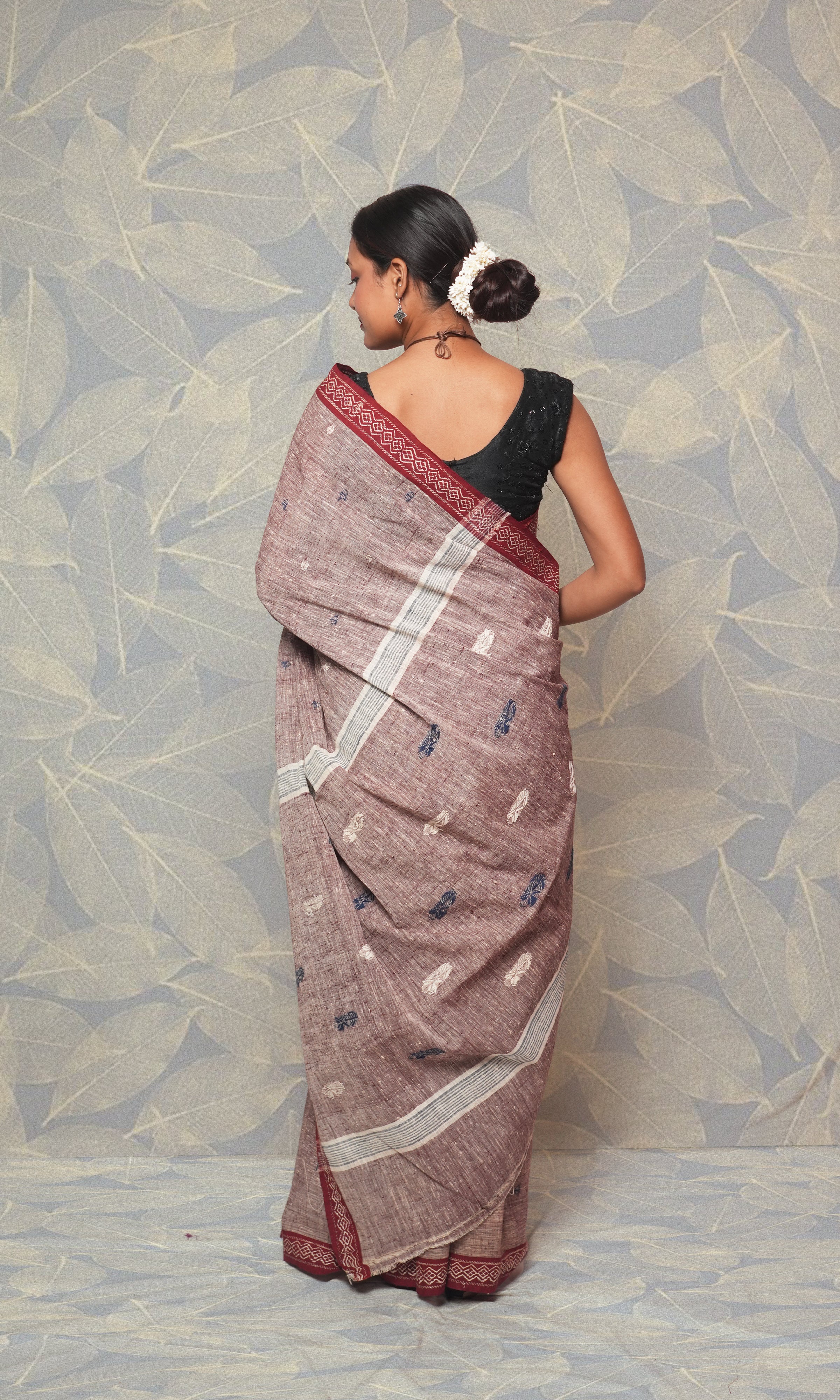 Pink White Khadi By Khadi Saree