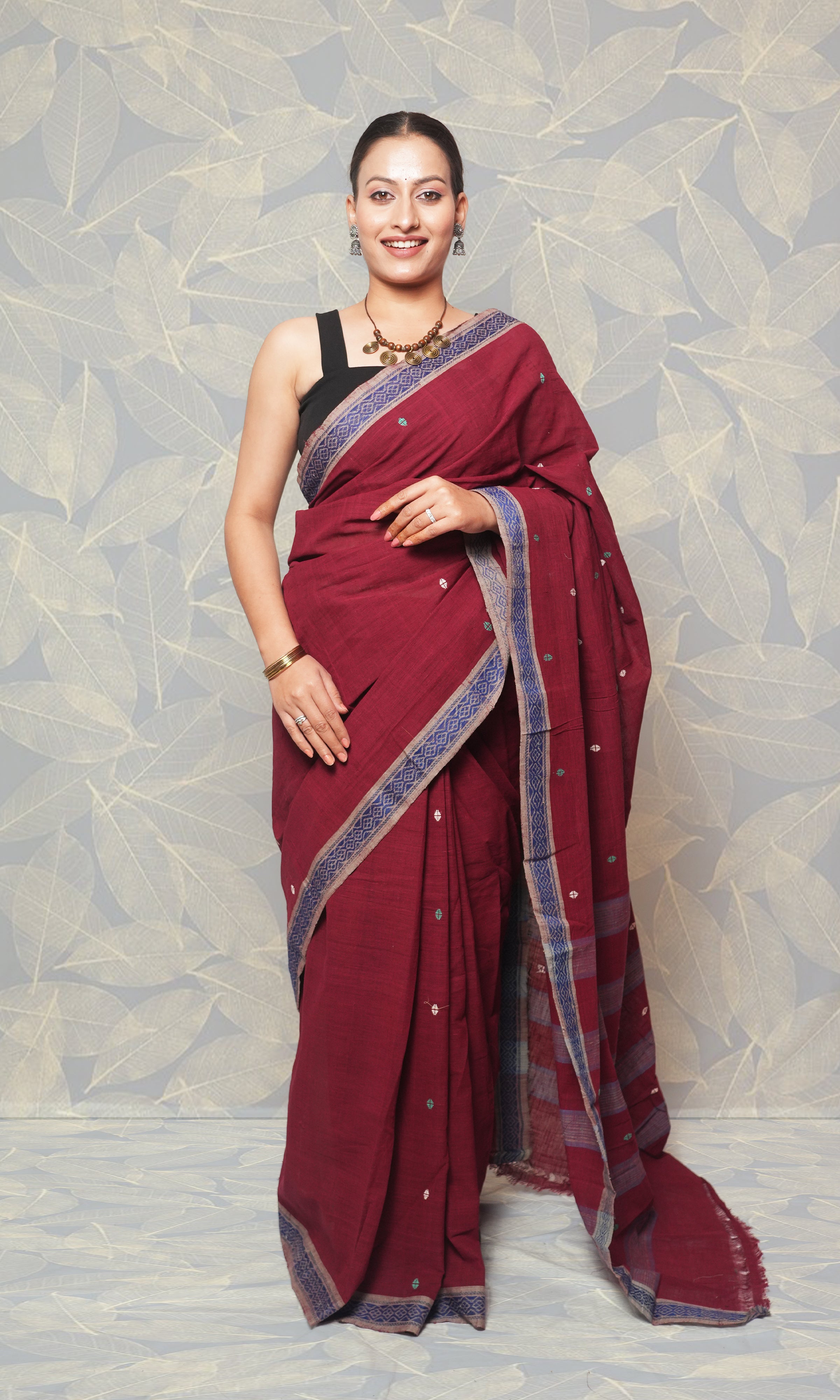 Maroon Khadi By Khadi Saree