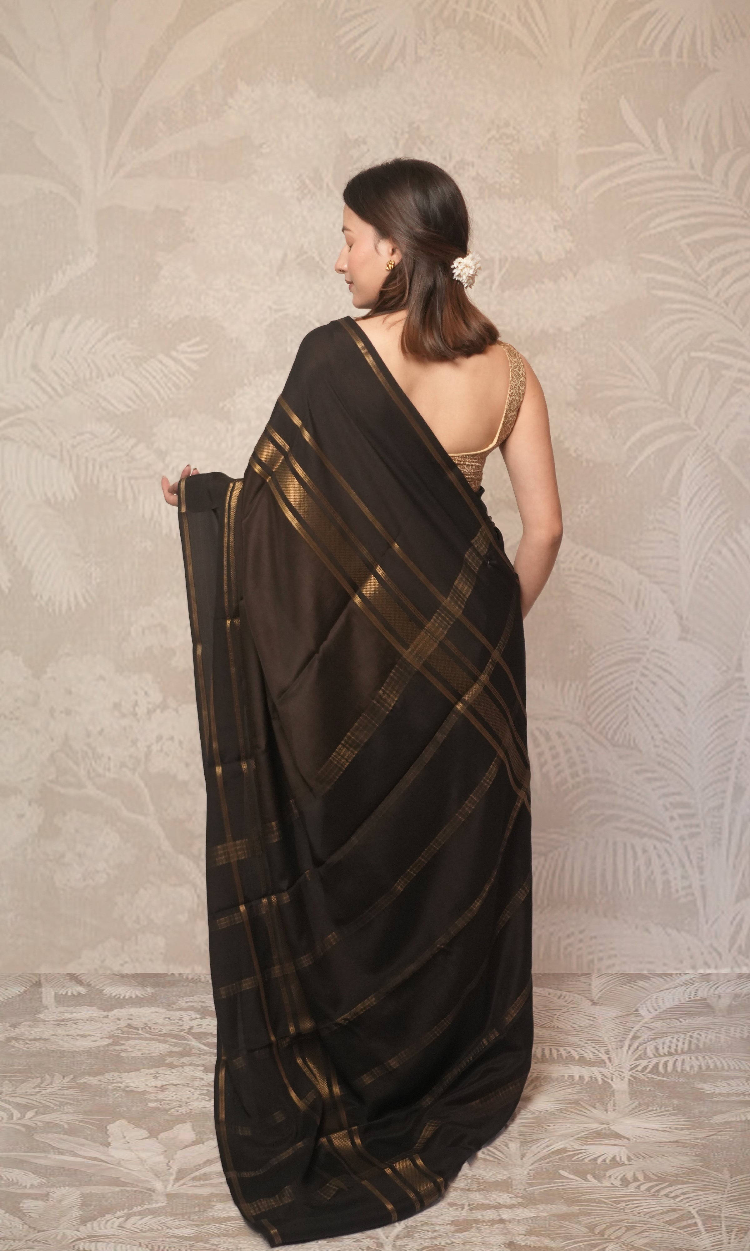 Black And Gold Mysore Silk Saree