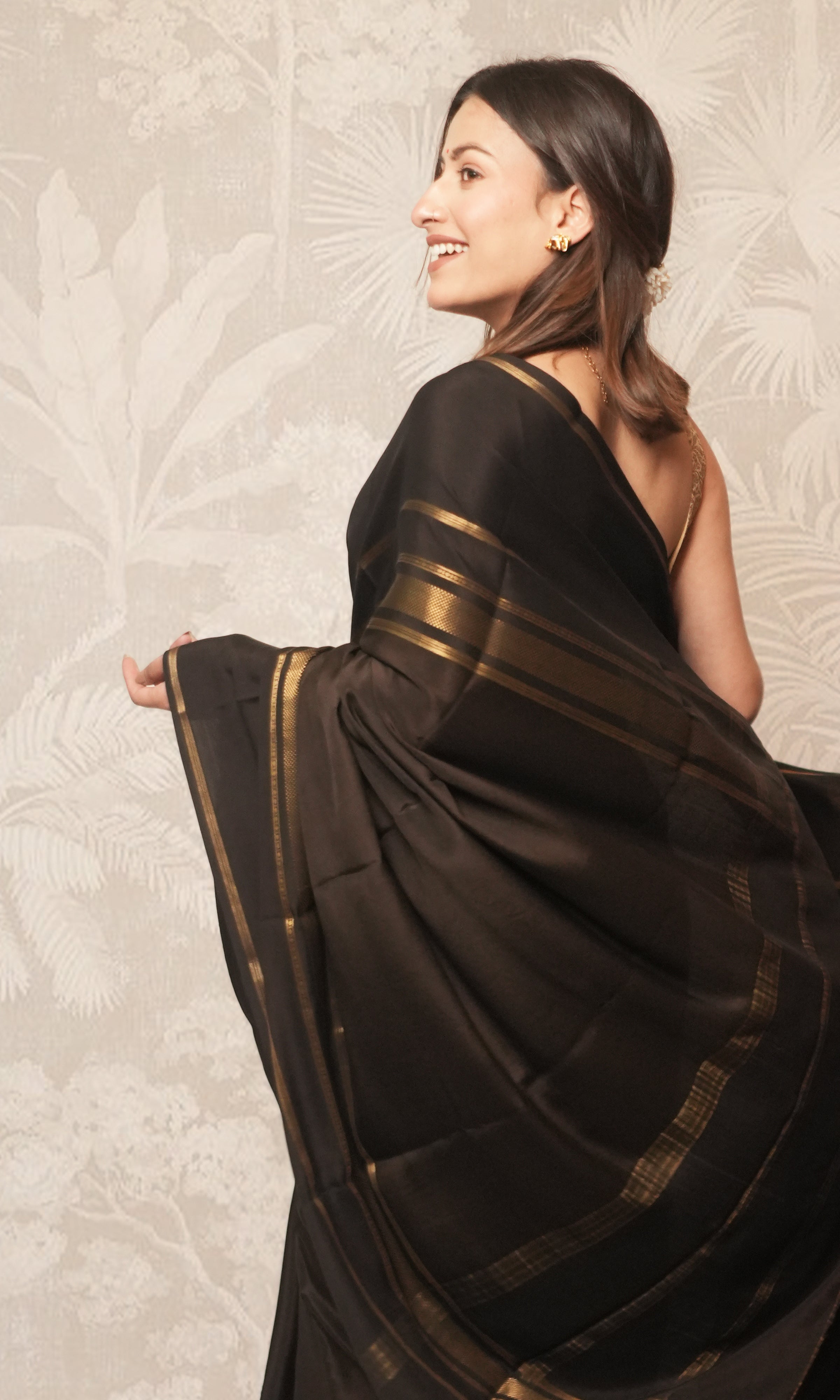 Black And Gold Mysore Silk Saree