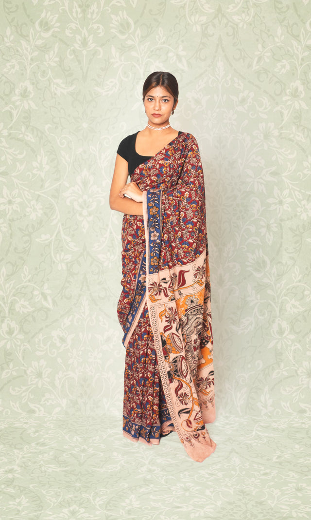 Kalamkari Cotton Saree With Blouse Piece