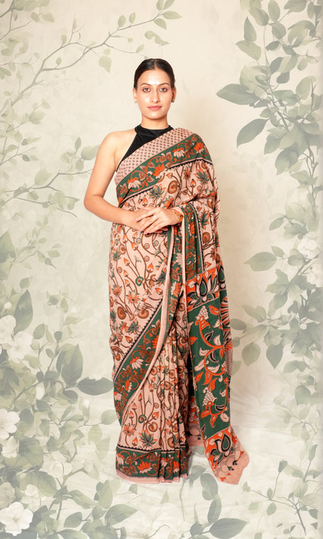 Kalamkari Cotton Saree With Blouse Piece