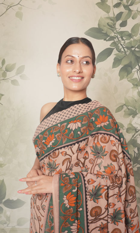 Kalamkari Cotton Saree With Blouse Piece