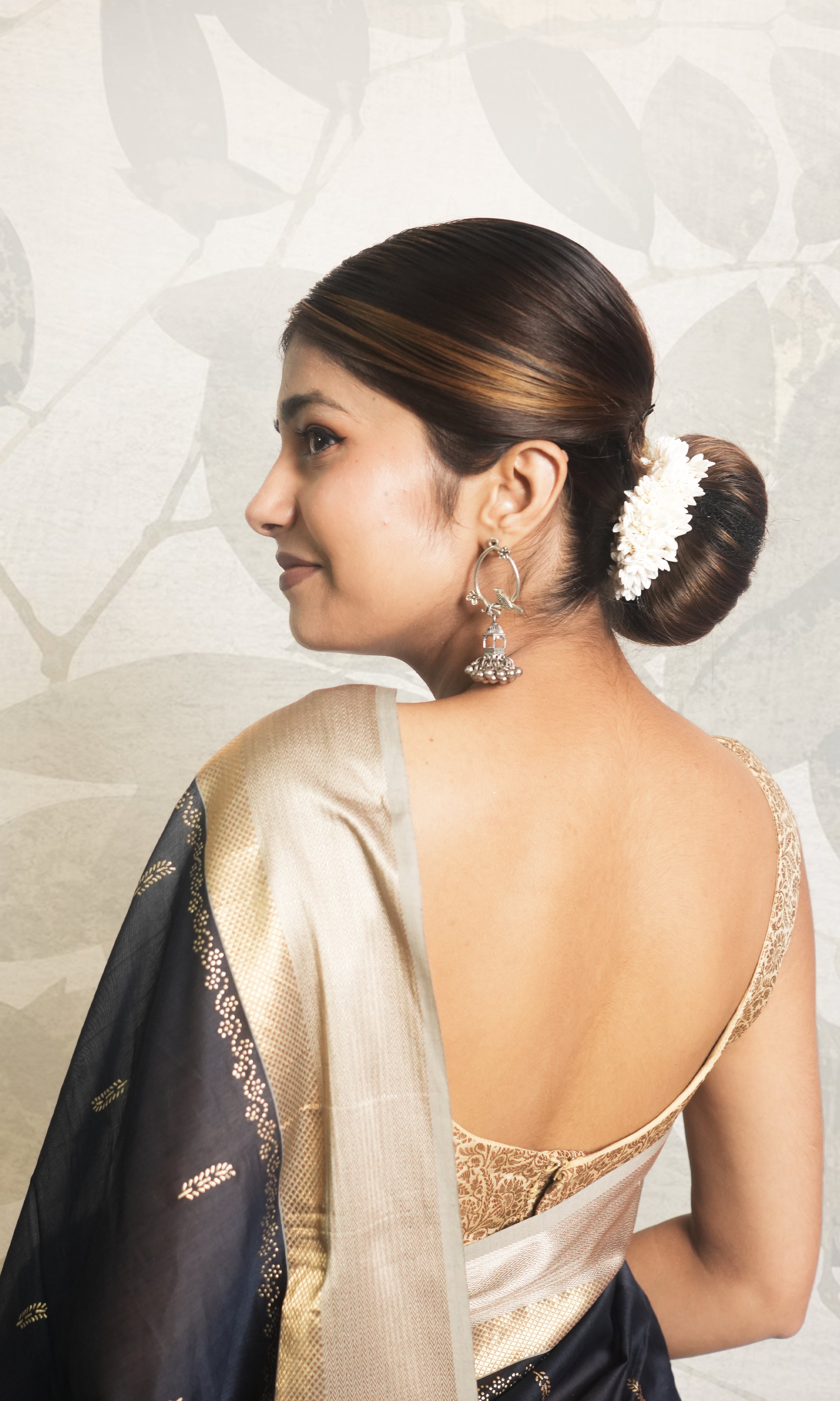 Midnight Blue with Gold Khari Work Maheshwari Saree With Blouse Piece