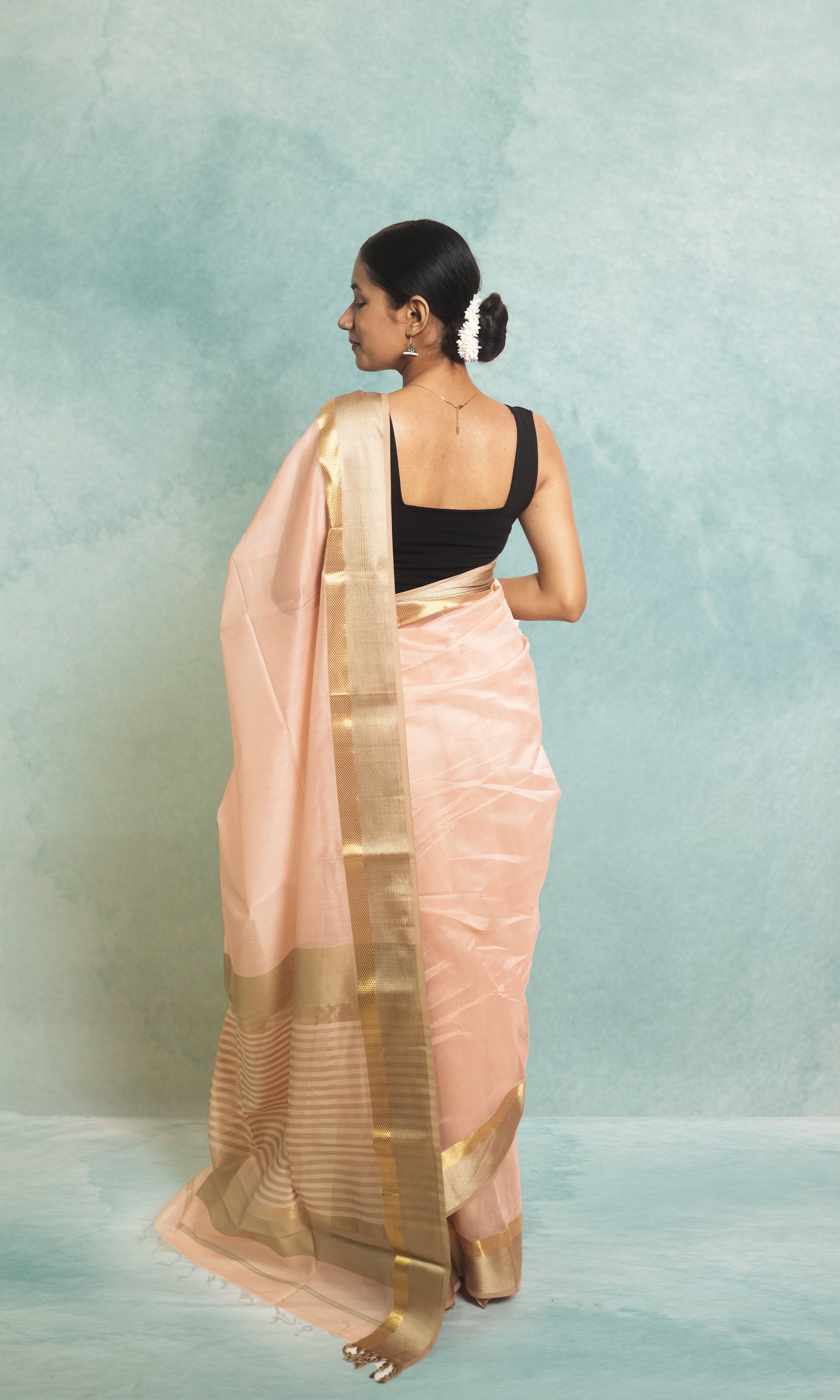 Light Pink Maheshwari Saree With Blouse Piece