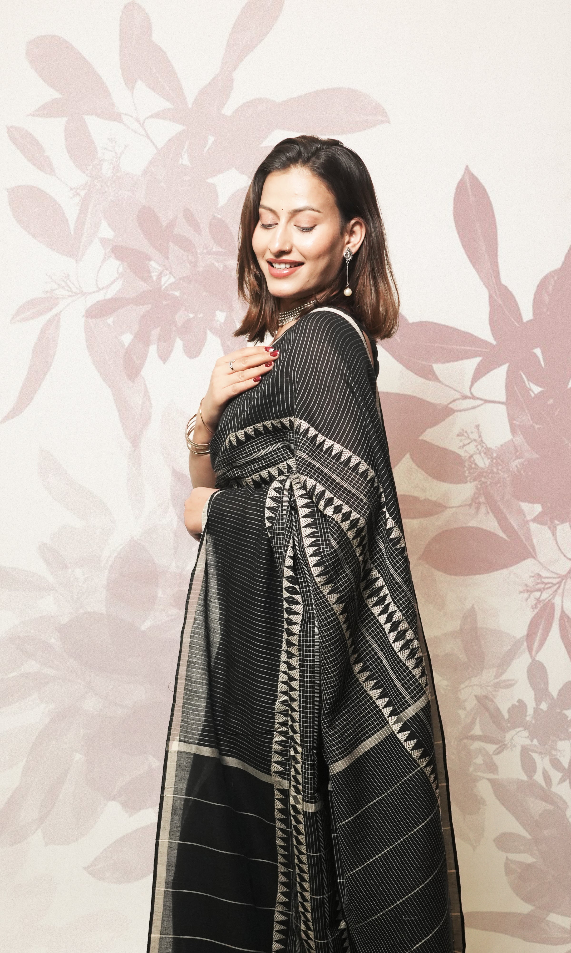Black And White Cotton Saree