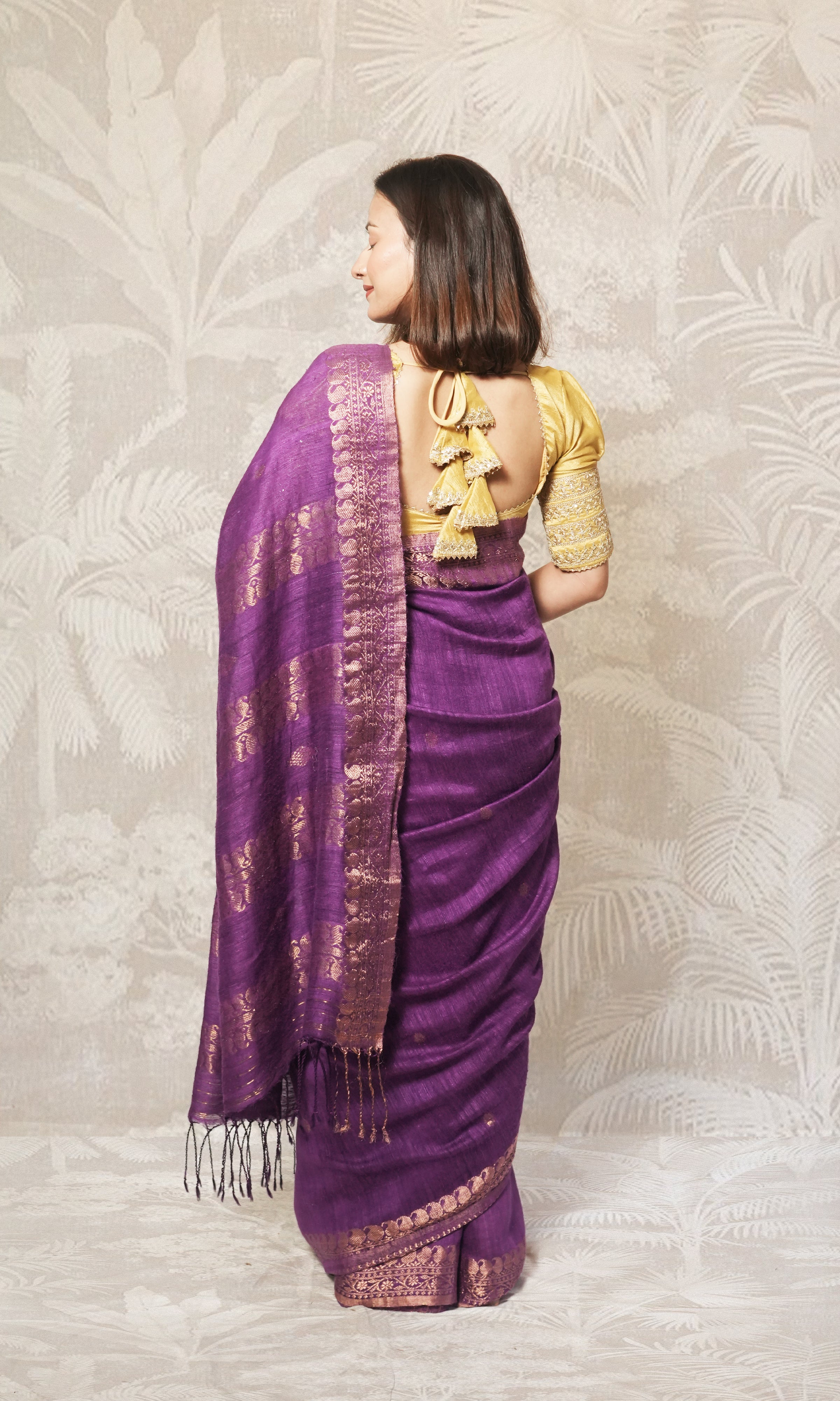 Purple With Zari Border Matka Silk Saree