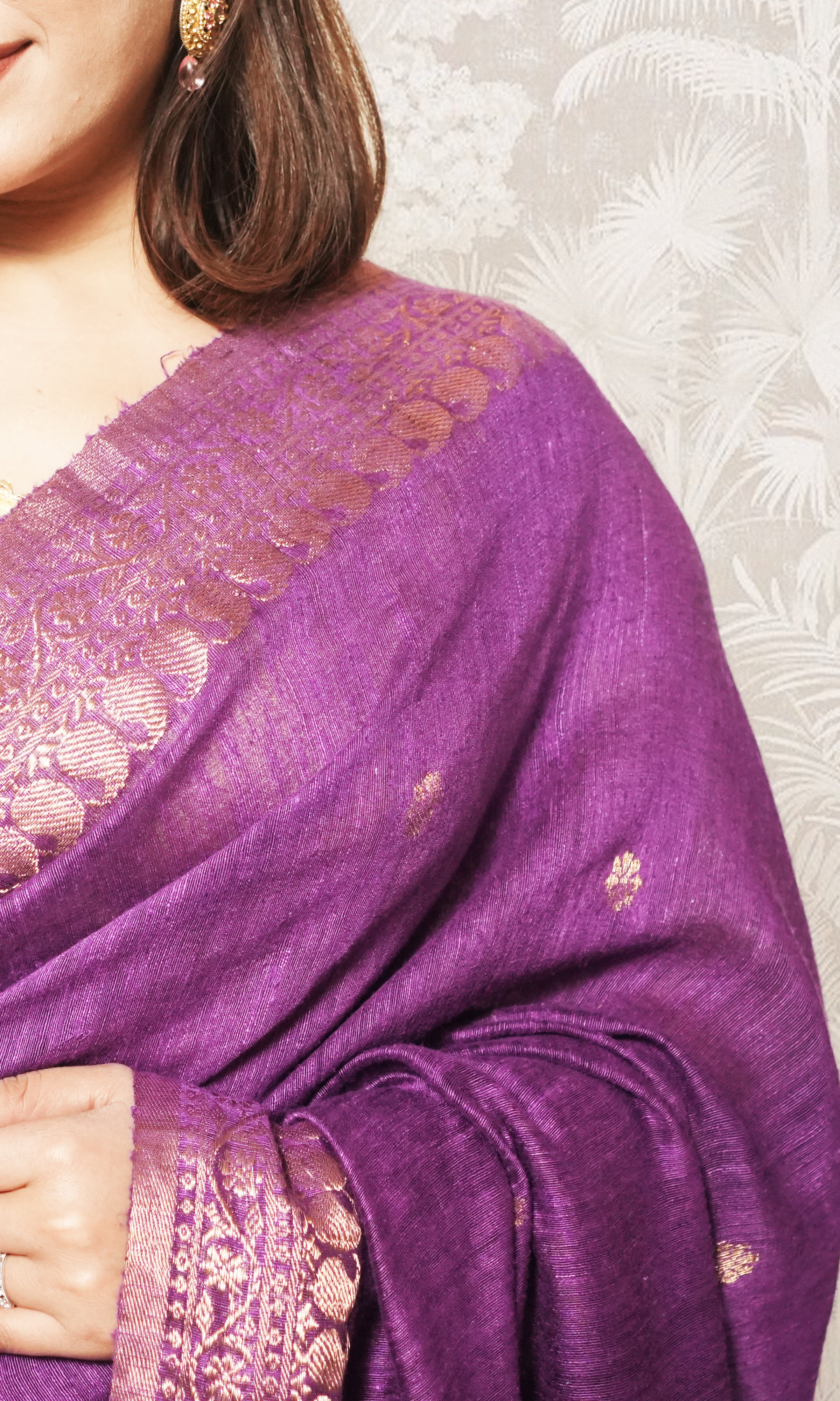 Purple With Zari Border Matka Silk Saree